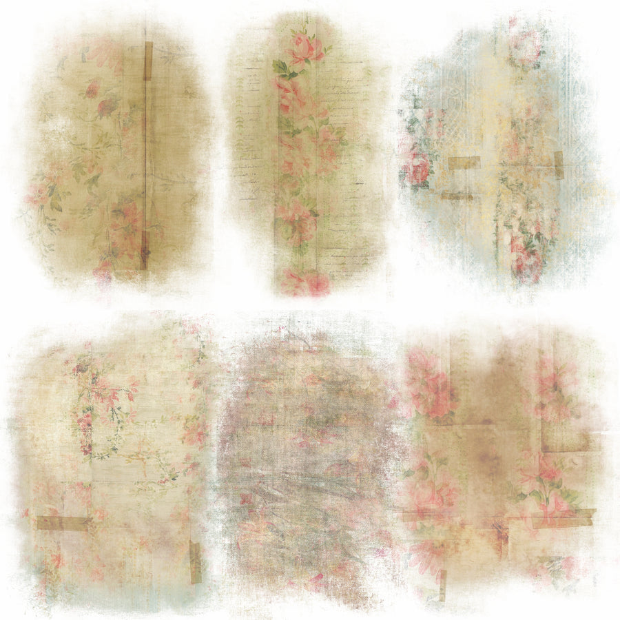 Rosepaper Overlay Rice Paper- 6 x Printed Mulberry Paper Images 30gsm