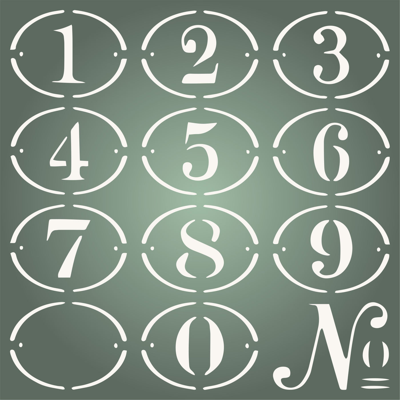 Number Tags Stencil - Vintage Oval Numbered Locker Tags Number Plates
