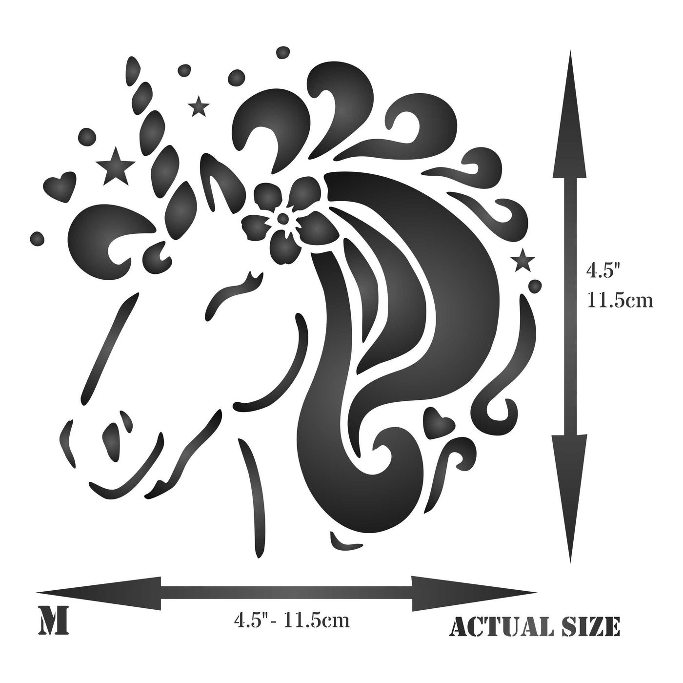 Unicorn Head Stencil - Childs Magical Horse Pony Unicorn Head