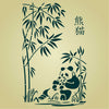 Panda Stencil - Asian Panda Mother and Baby with Bamboo