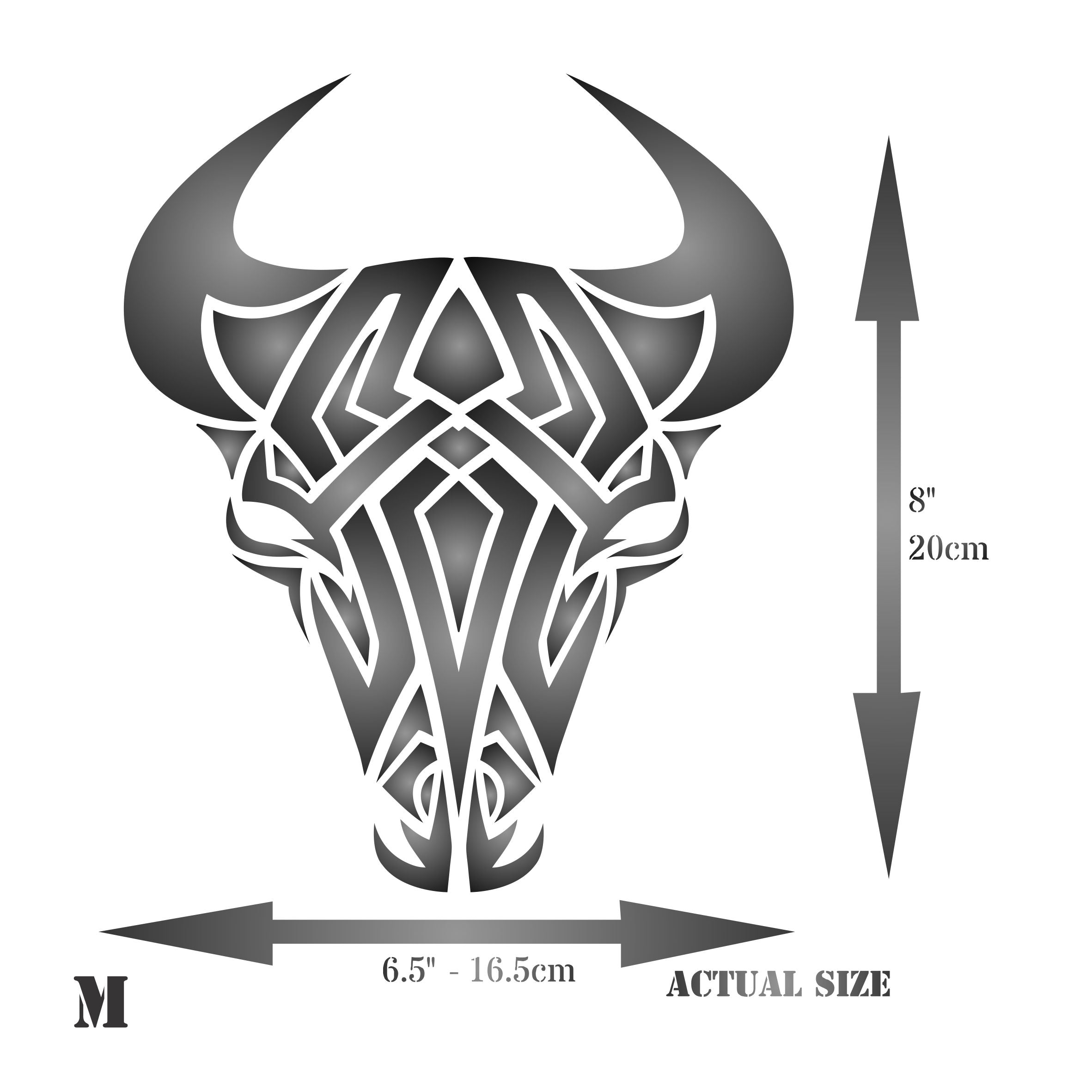 Tribal Bull Stencil - Cow Tattoo Bull Head Skull