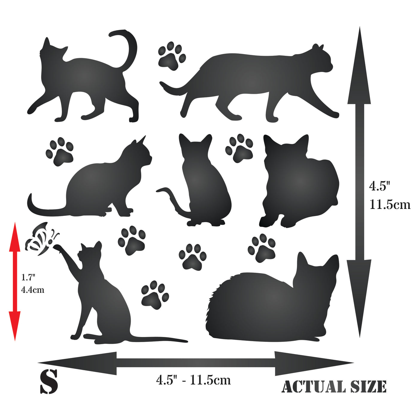 Cat Stencil - Pet Friend Animal Feline Silhouette