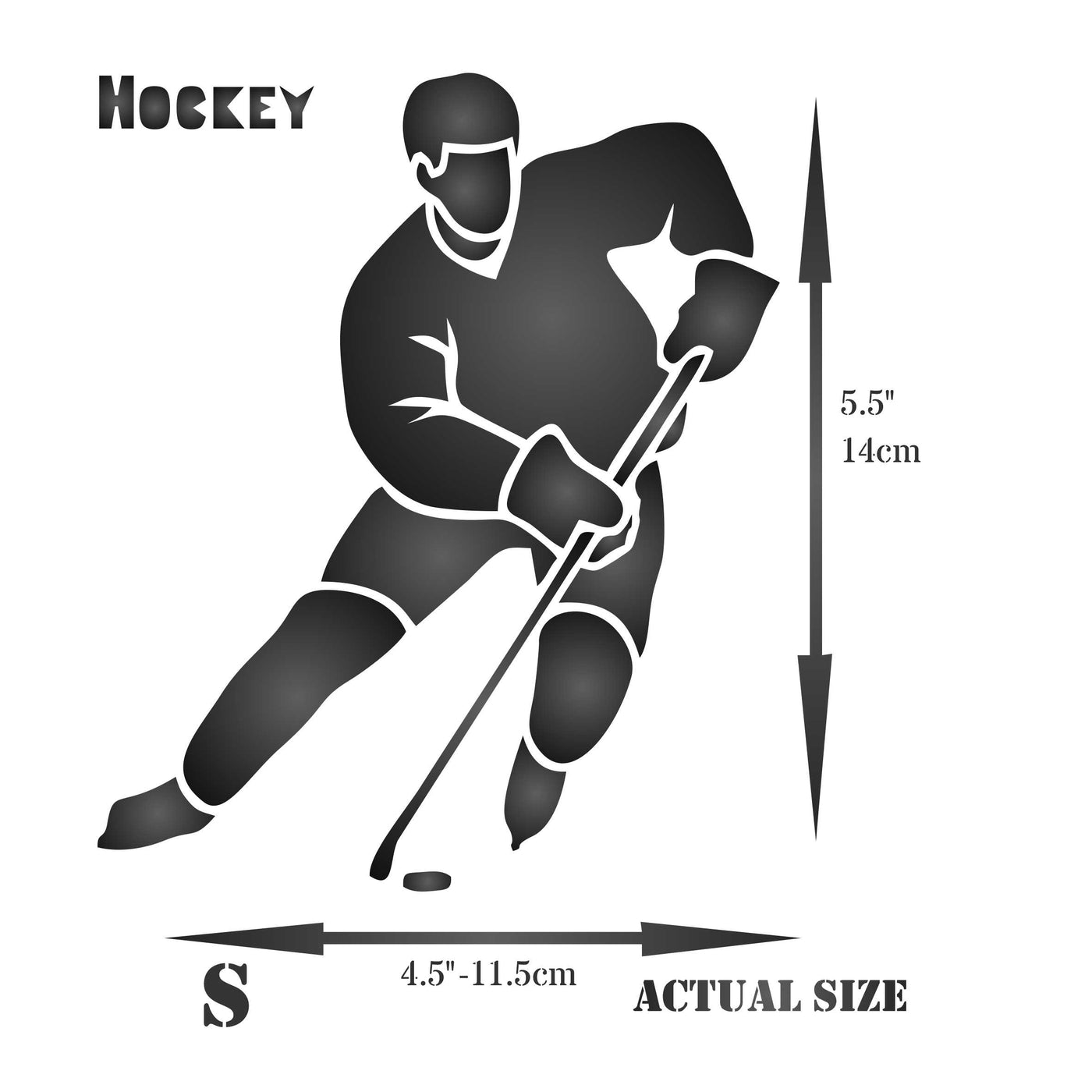 Hockey Stencil - Athlete Ice Hockey Player Stick Puck Word Quote