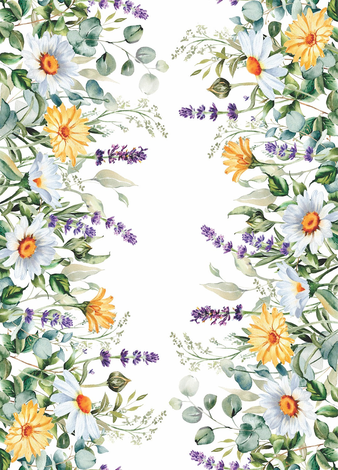 Wildflowers Border Rice Paper- 3 Sheets Printed Mulberry Paper Border 36gsm