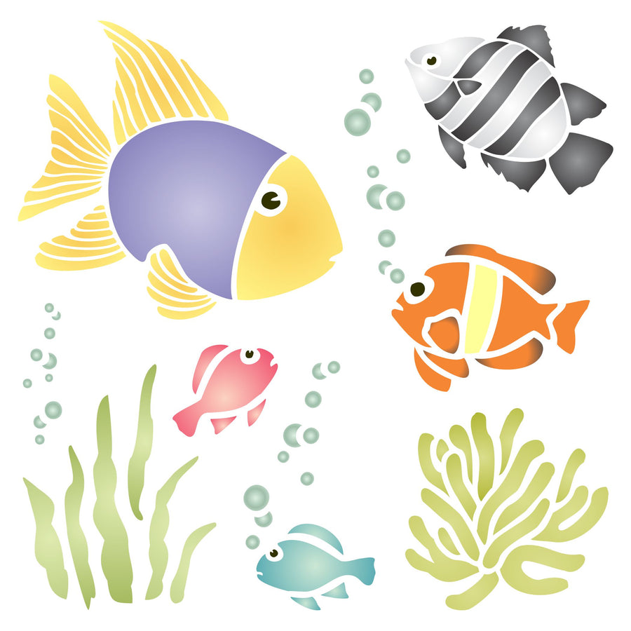 Tropical Fish Stencil - Scrapbooking Tropical Fish Decor