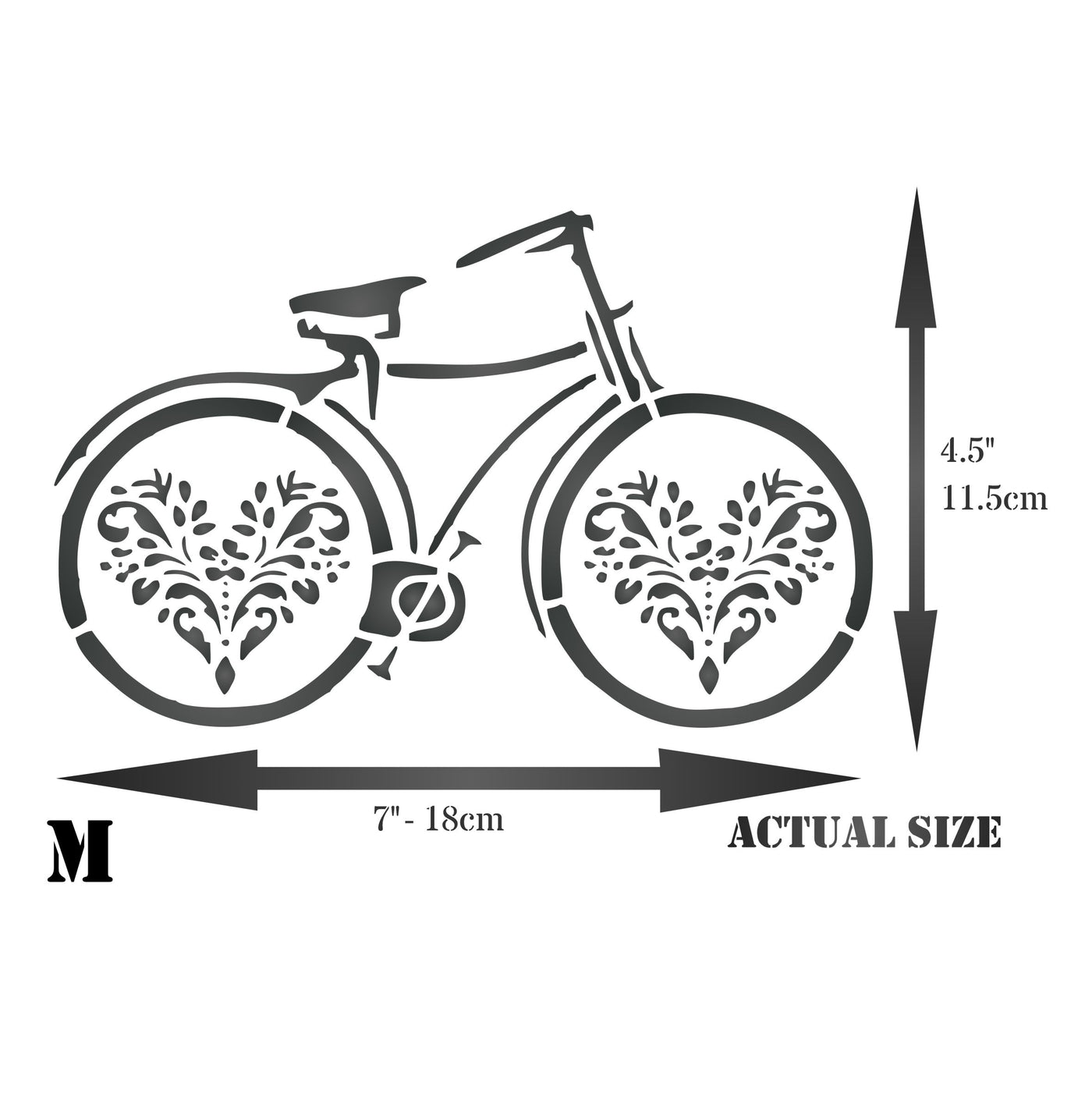 Vintage Bicycle Stencil - Classic Flowery Cycle Design