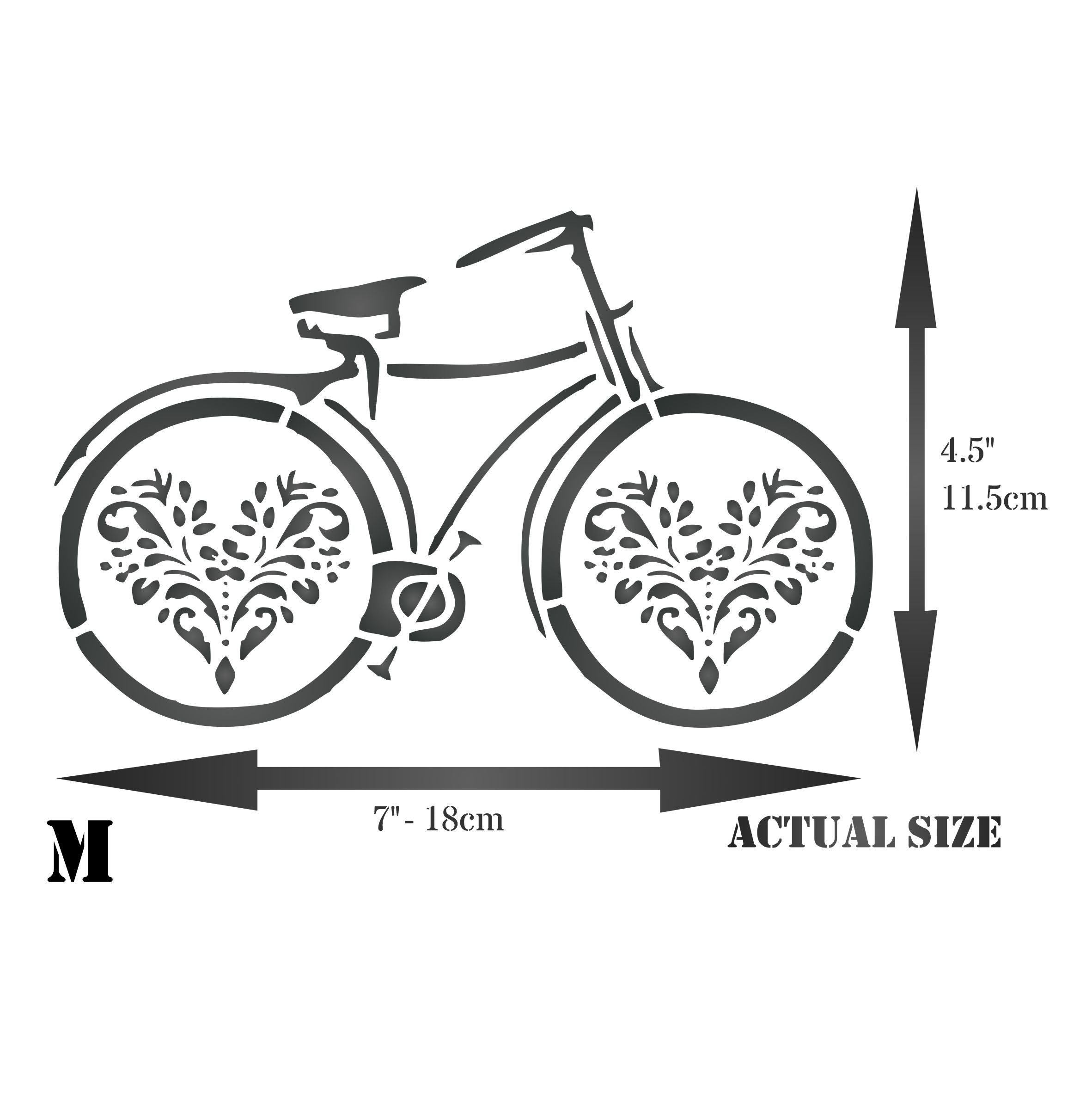 Vintage Bicycle Stencil - Classic Flowery Cycle Design