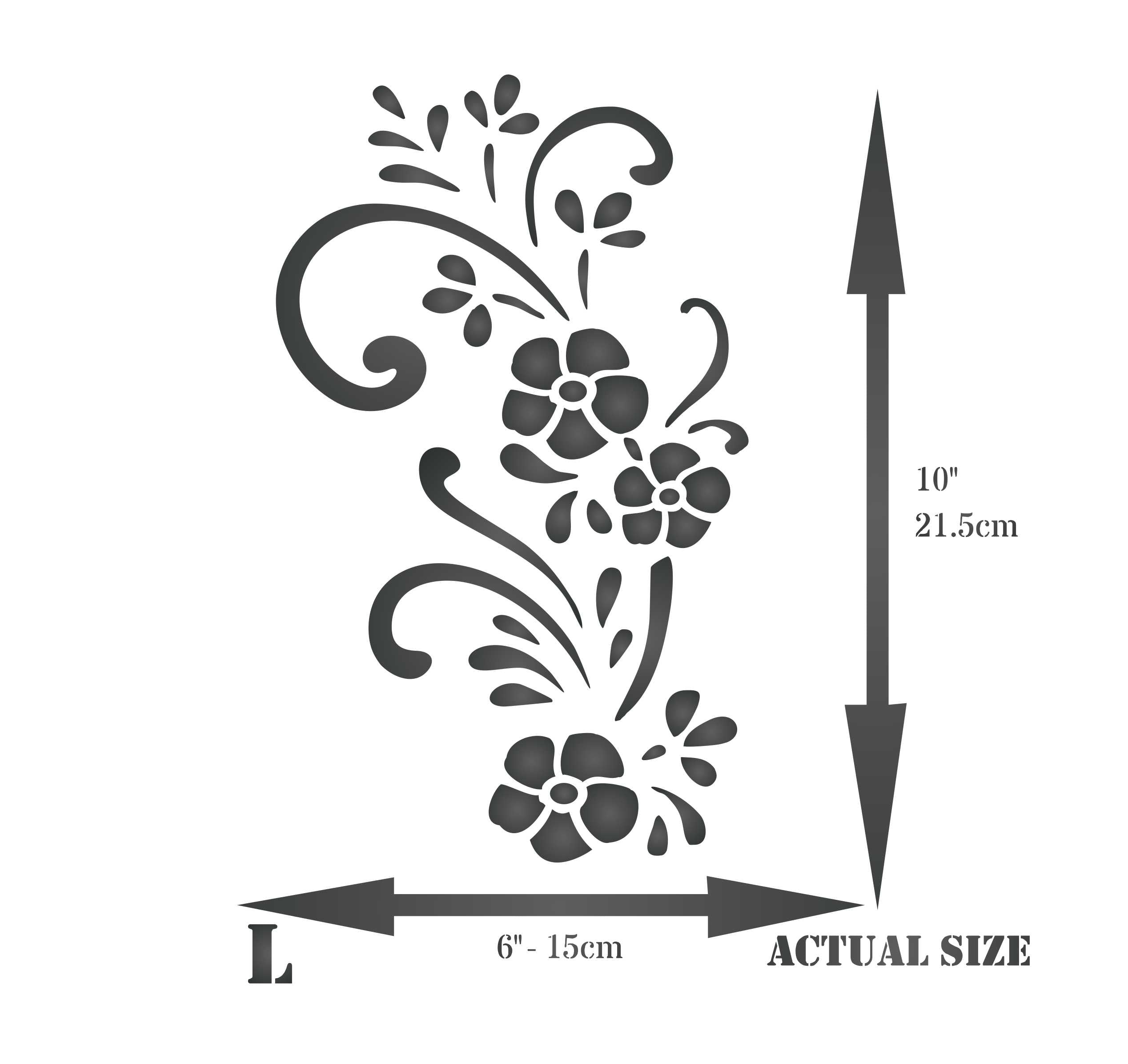 Swirly Flowers Stencil - Classic Floral Flower Border