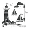 Lighthouse Stencil - Sea Ocean Nautical Sailboat Clouds