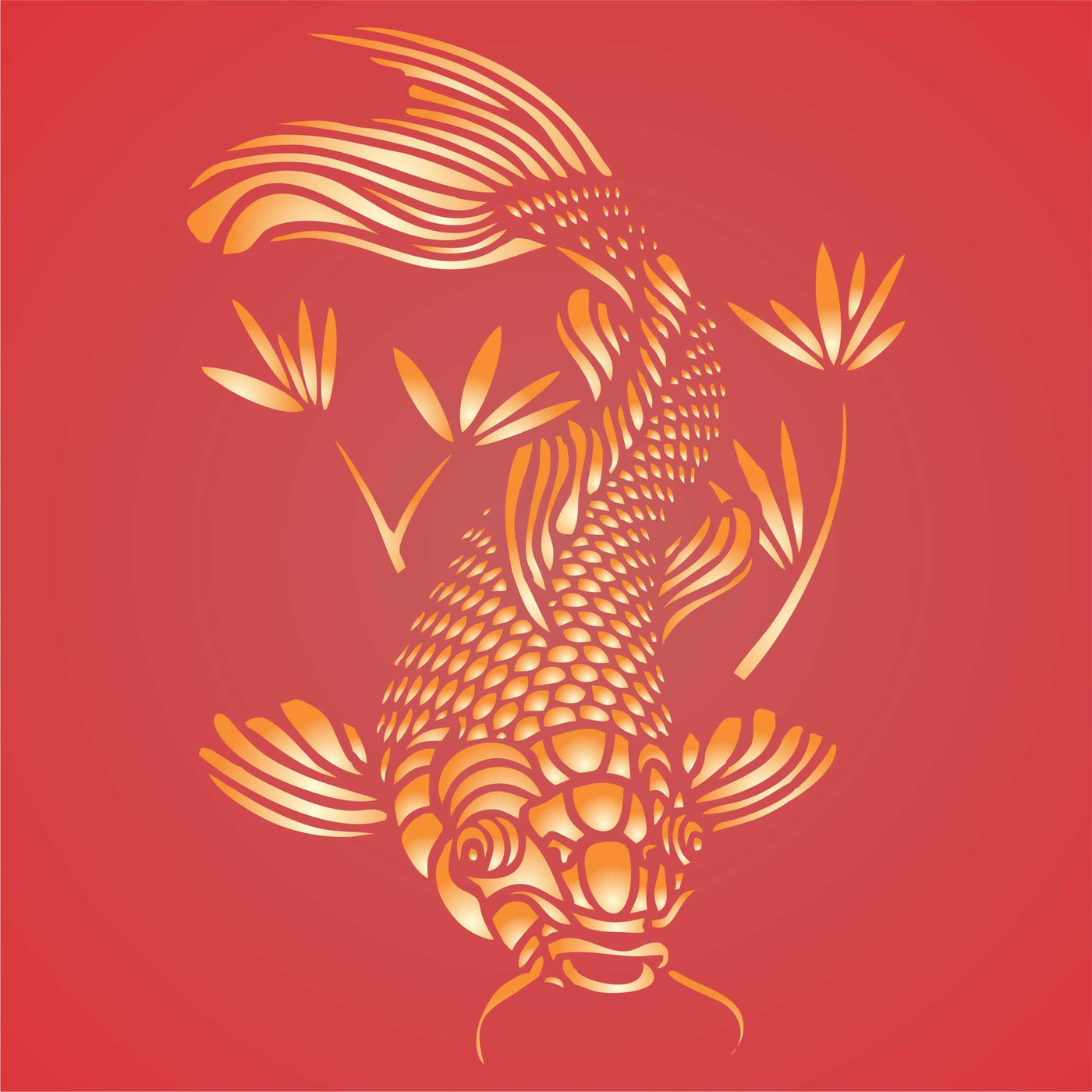 Catfish Stencil - Asian Oriental Koi Carp Fish Animal
