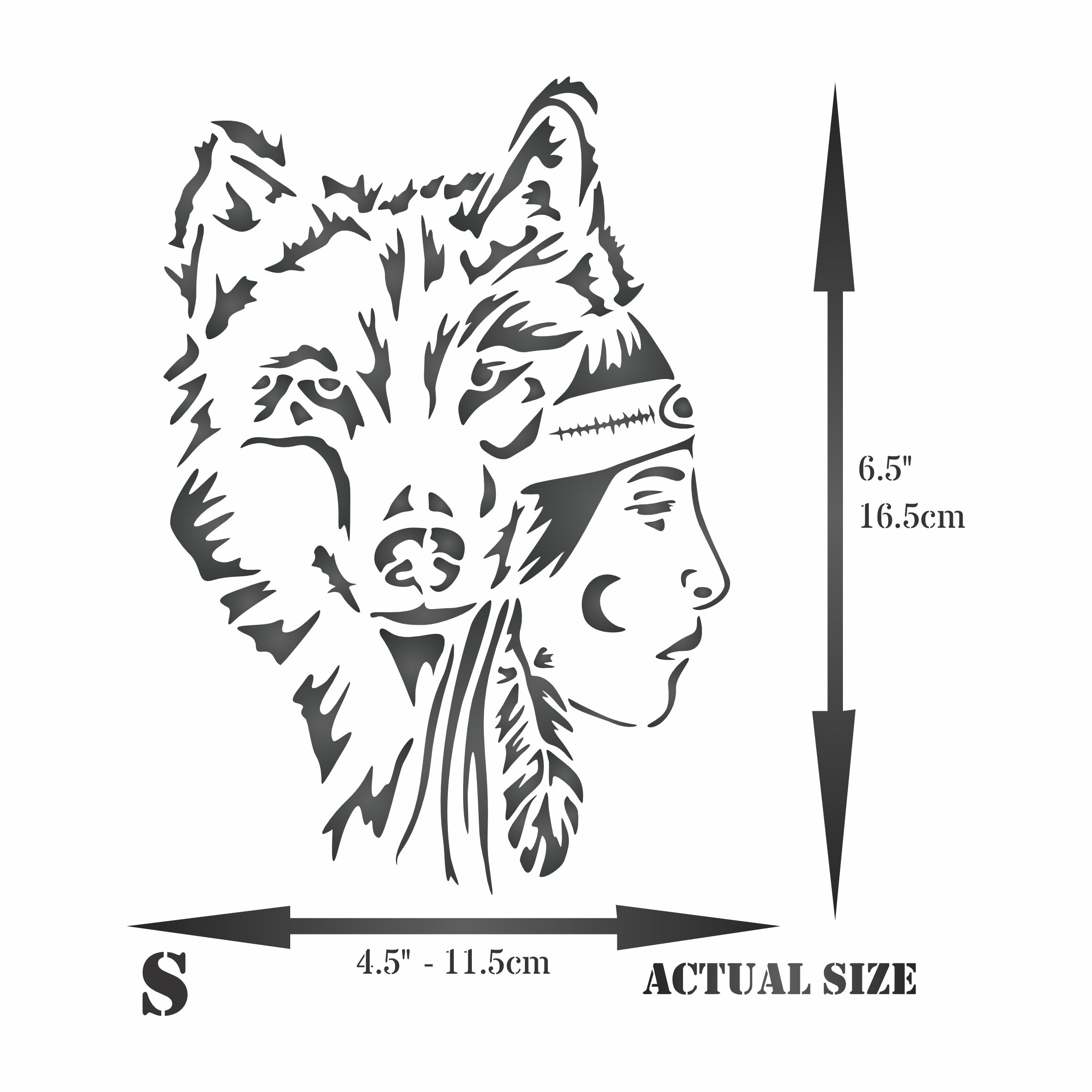 Wolf Girl Stencil - Native American Protectors of Souls Spirit Guide