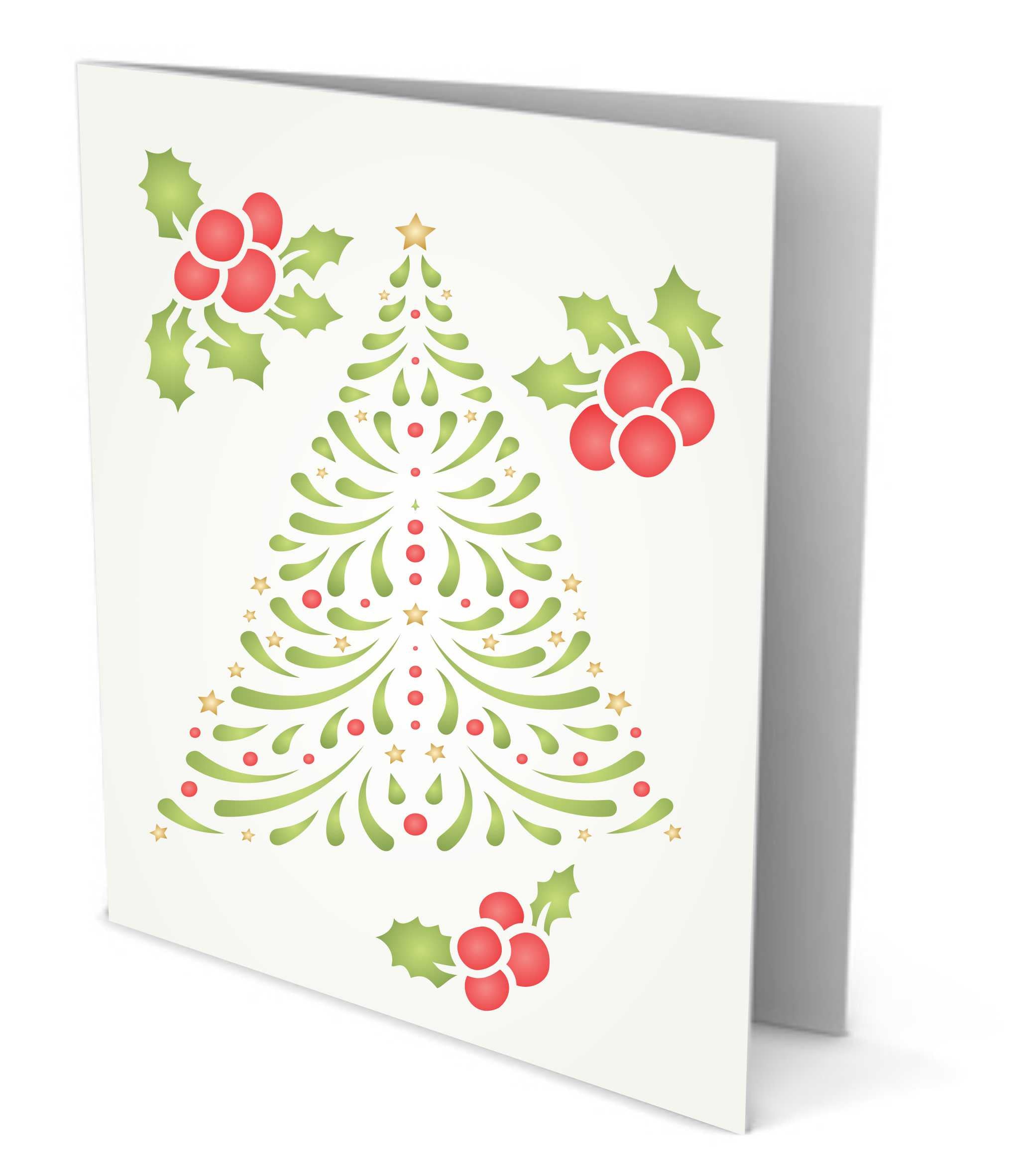 Christmas Trees Stencil - 3X Stylized Trees for Cards Decoration