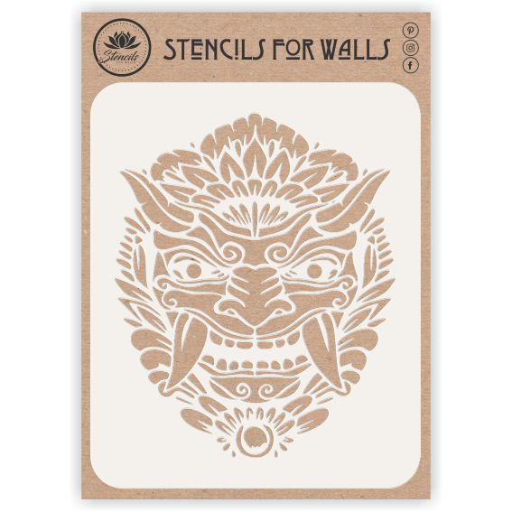 Barong Mask Stencil - Balinese Mythology Panther