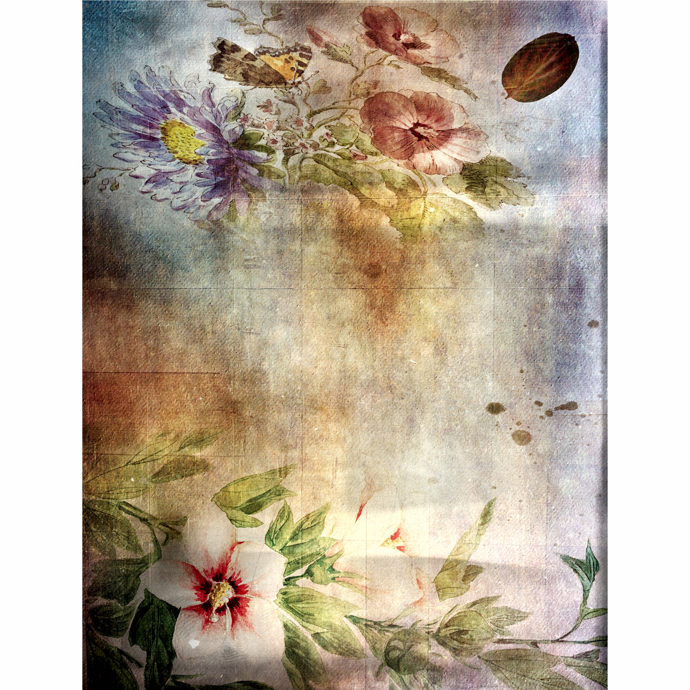 Dark Floral Rice Paper- 6 x Different Printed Mulberry Paper Images 30gsm