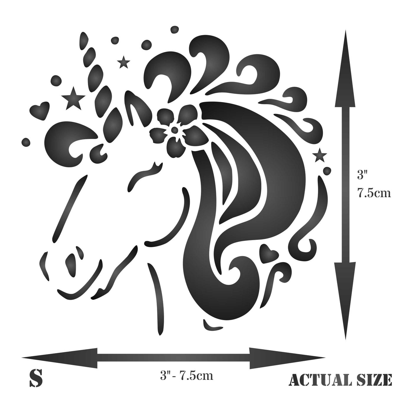 Unicorn Head Stencil - Childs Magical Horse Pony Unicorn Head