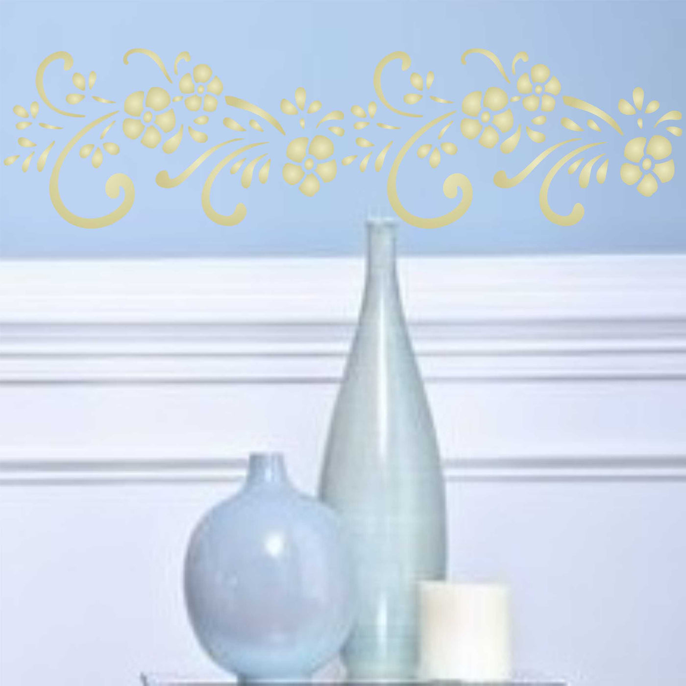 Swirly Flowers Stencil - Classic Floral Flower Border