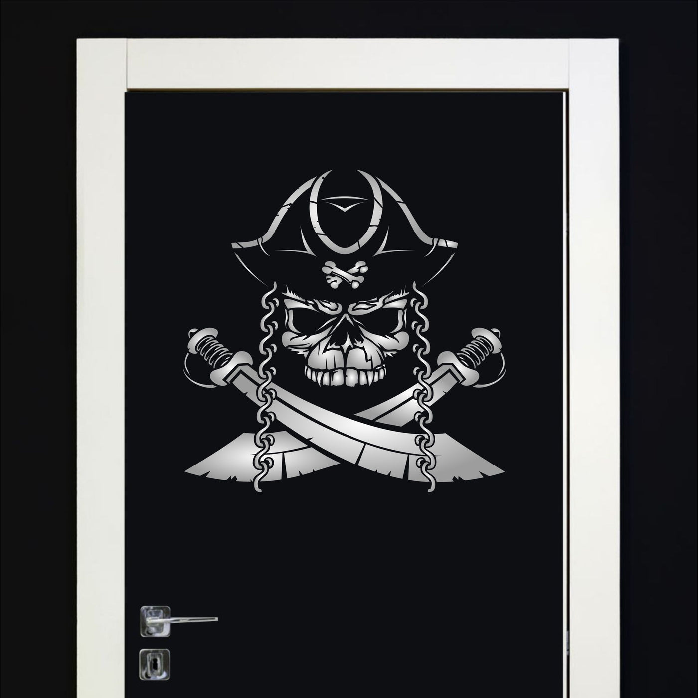 Pirate Skull Stencil - Halloween Pirate Skull and Crossbones Design