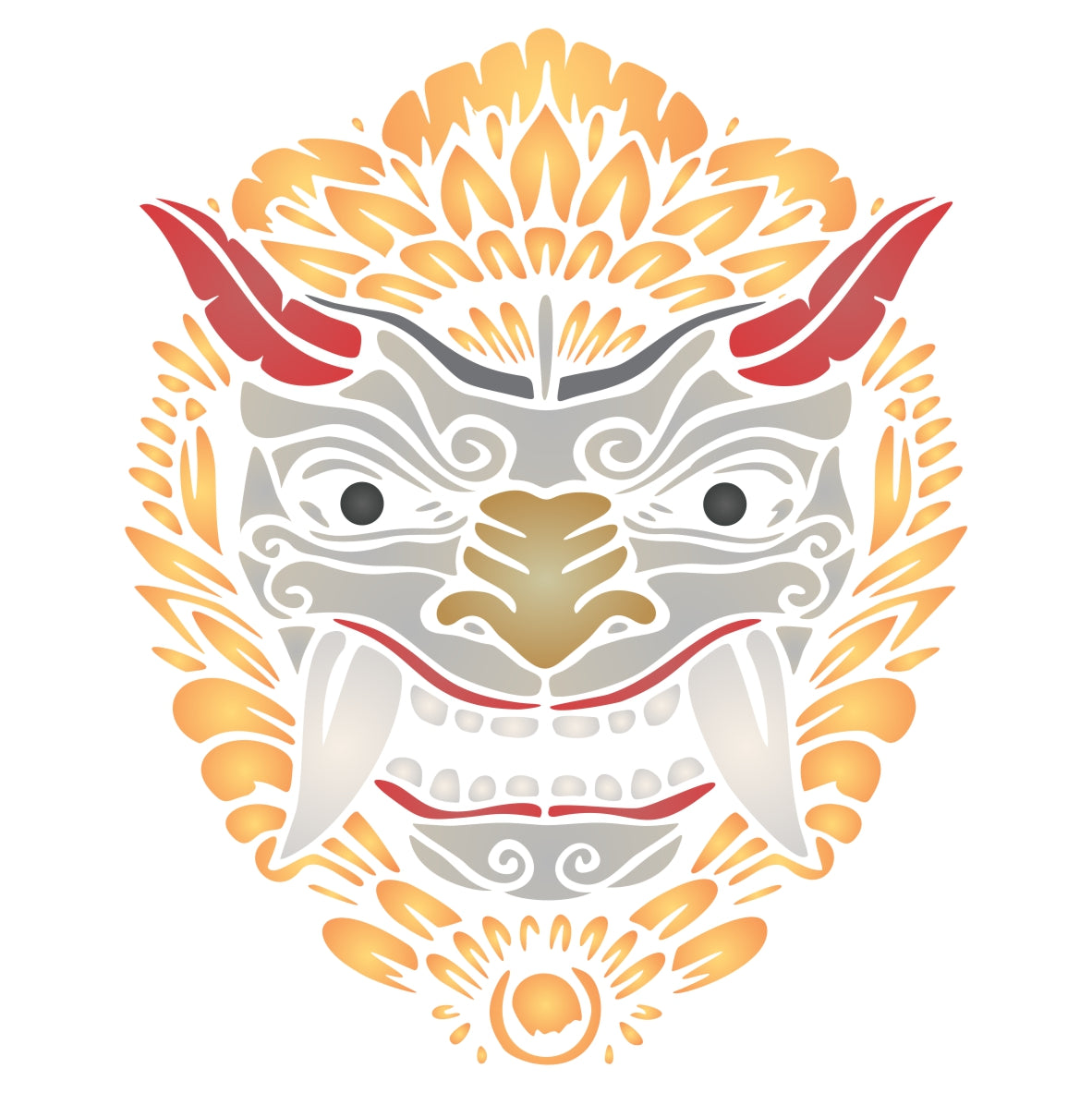 Barong Mask Stencil - Balinese Mythology Panther