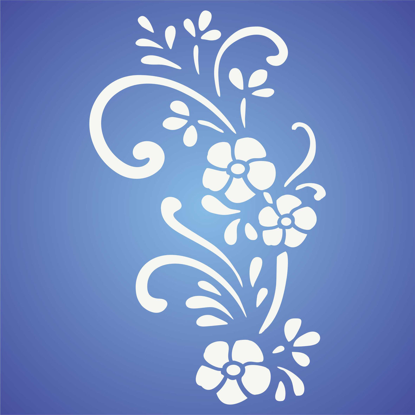 Swirly Flowers Stencil - Classic Floral Flower Border