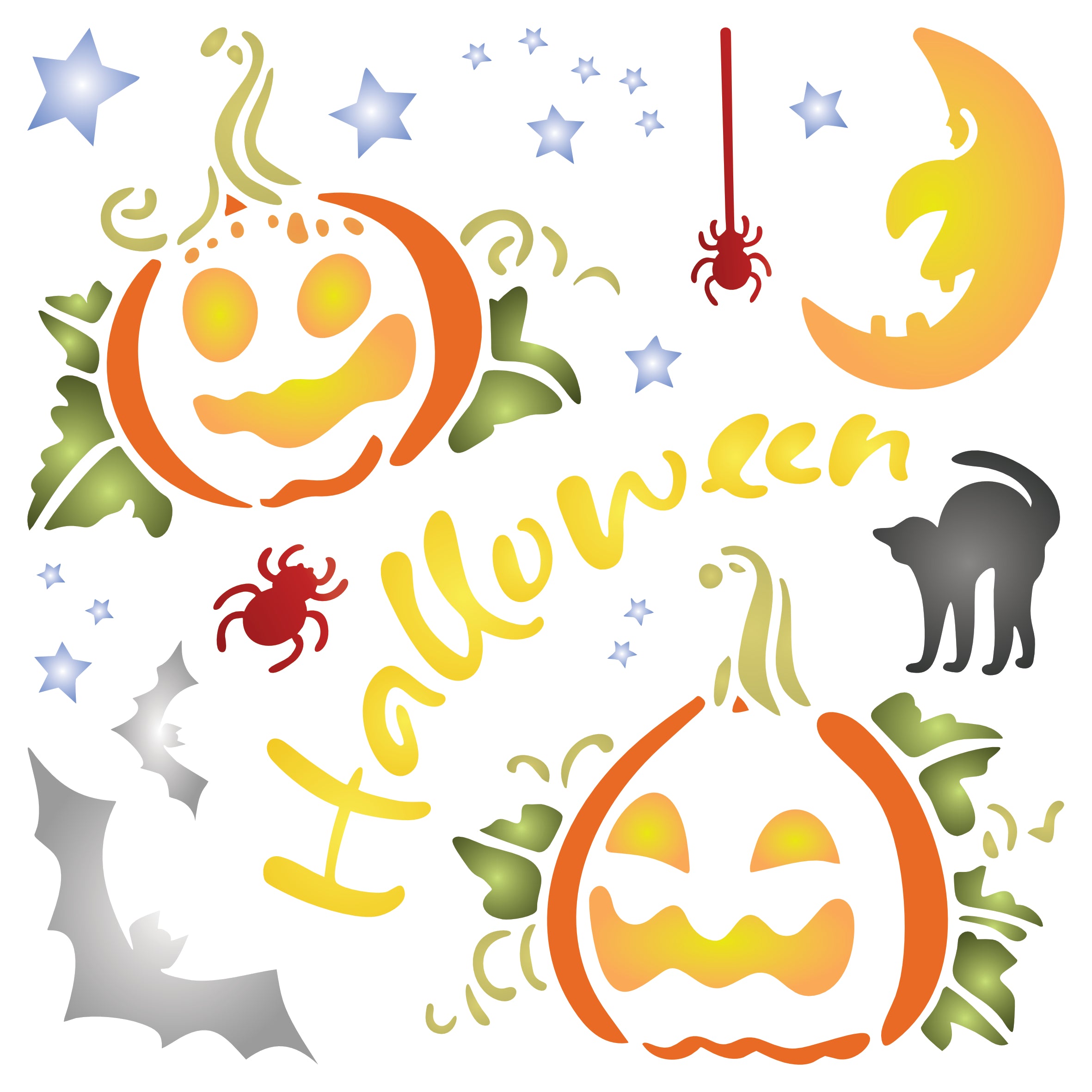 Halloween Pumpkins Stencil - Thanksgiving Decoration Cards Posters