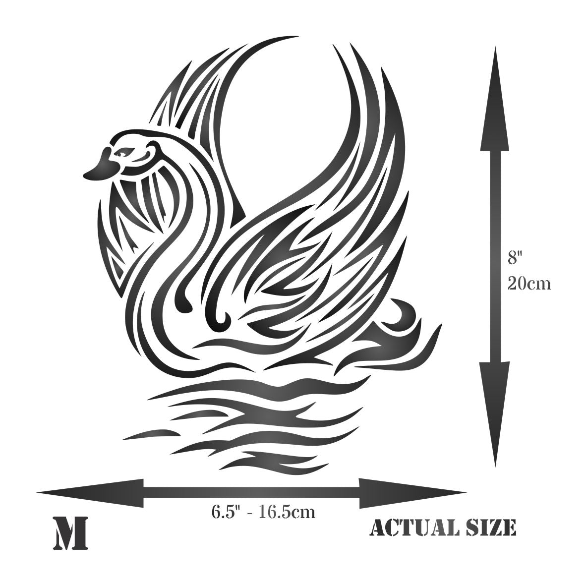 Tribal Swan Stencil - Stylized Ethnic Water Bird Tattoo