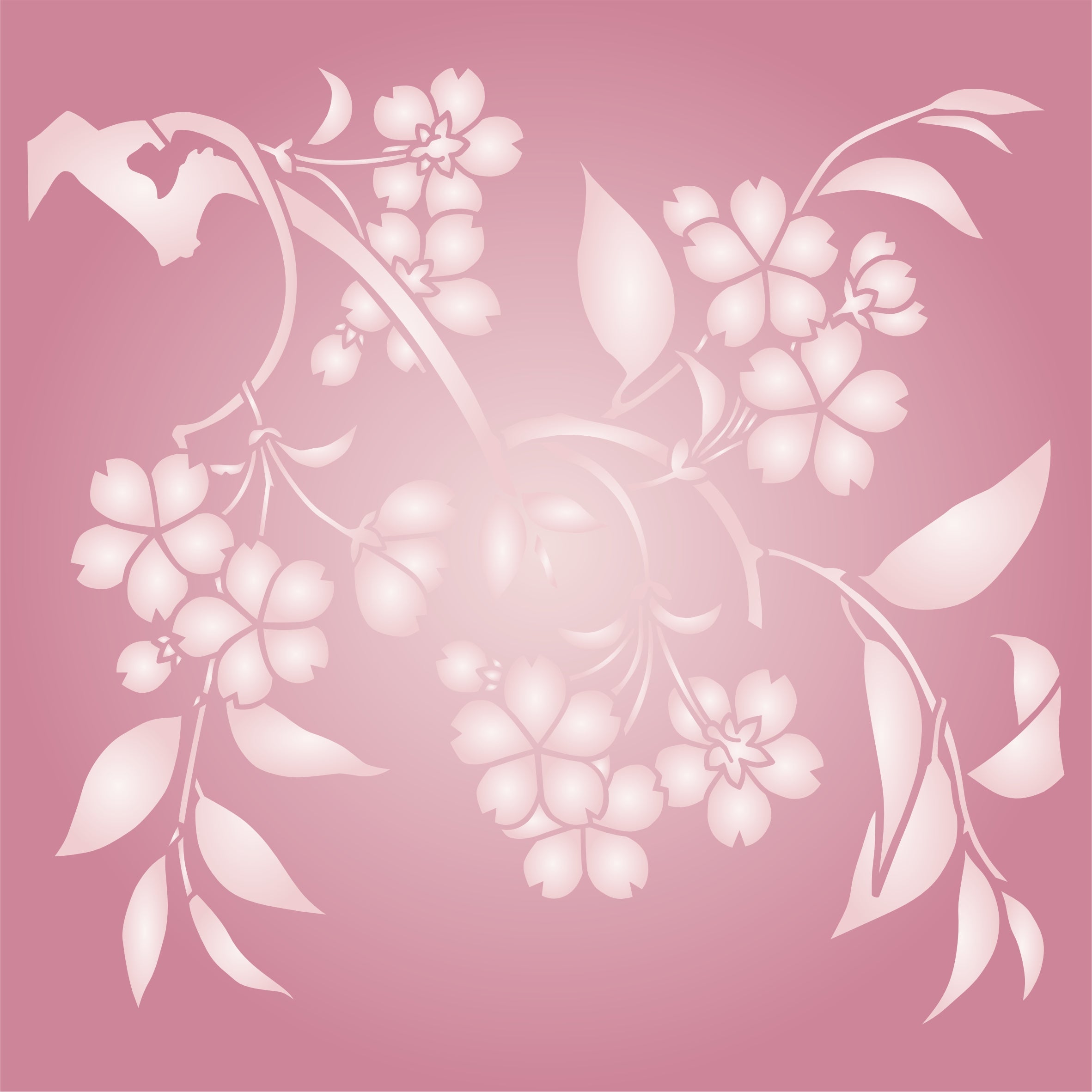 Cherry Blossom Stencil - Japanese Cherry Sakura Asian Oriental Tree