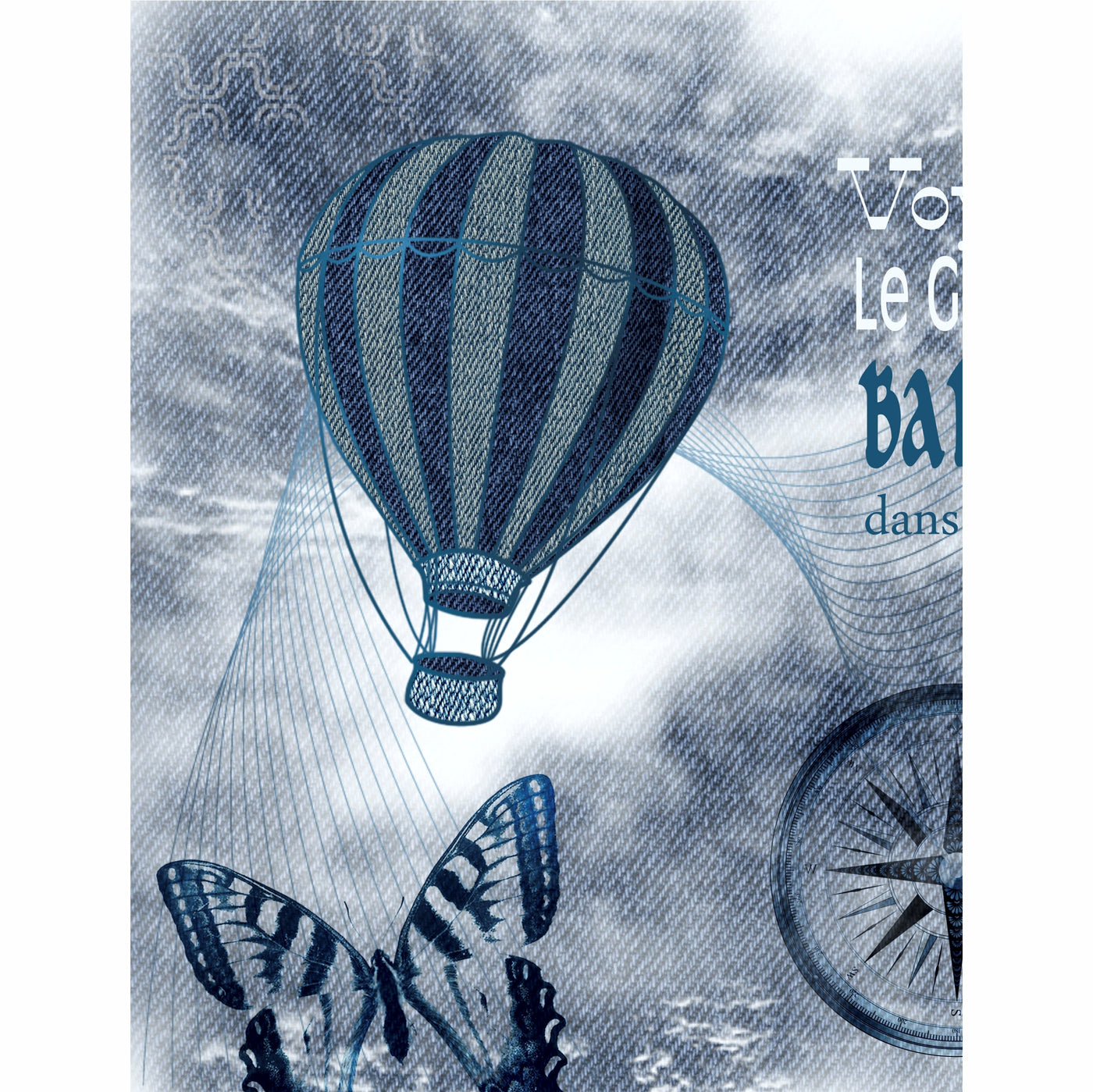 Denim Steampunk Rice Paper- 6 x Different Printed Mulberry Paper Images 30gsm