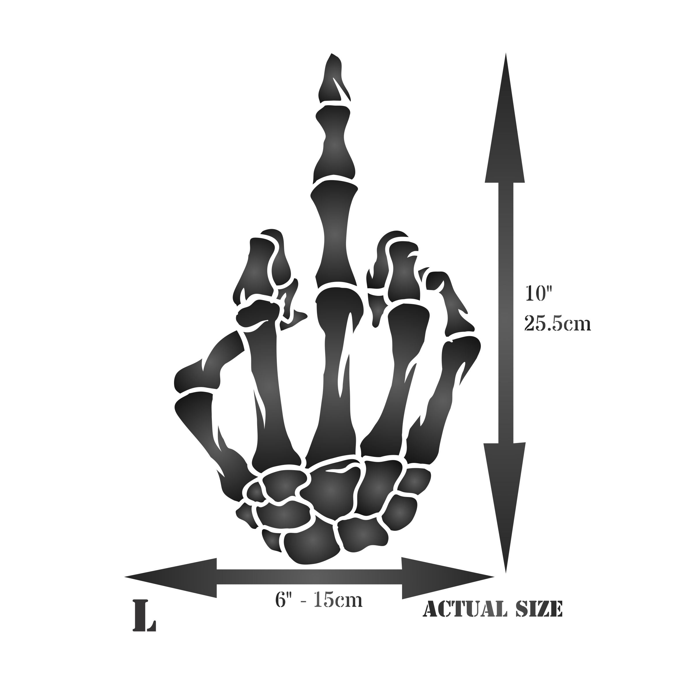 Skeleton Finger Stencil - Skeleton Hand Flipping The Bird Graphic Design