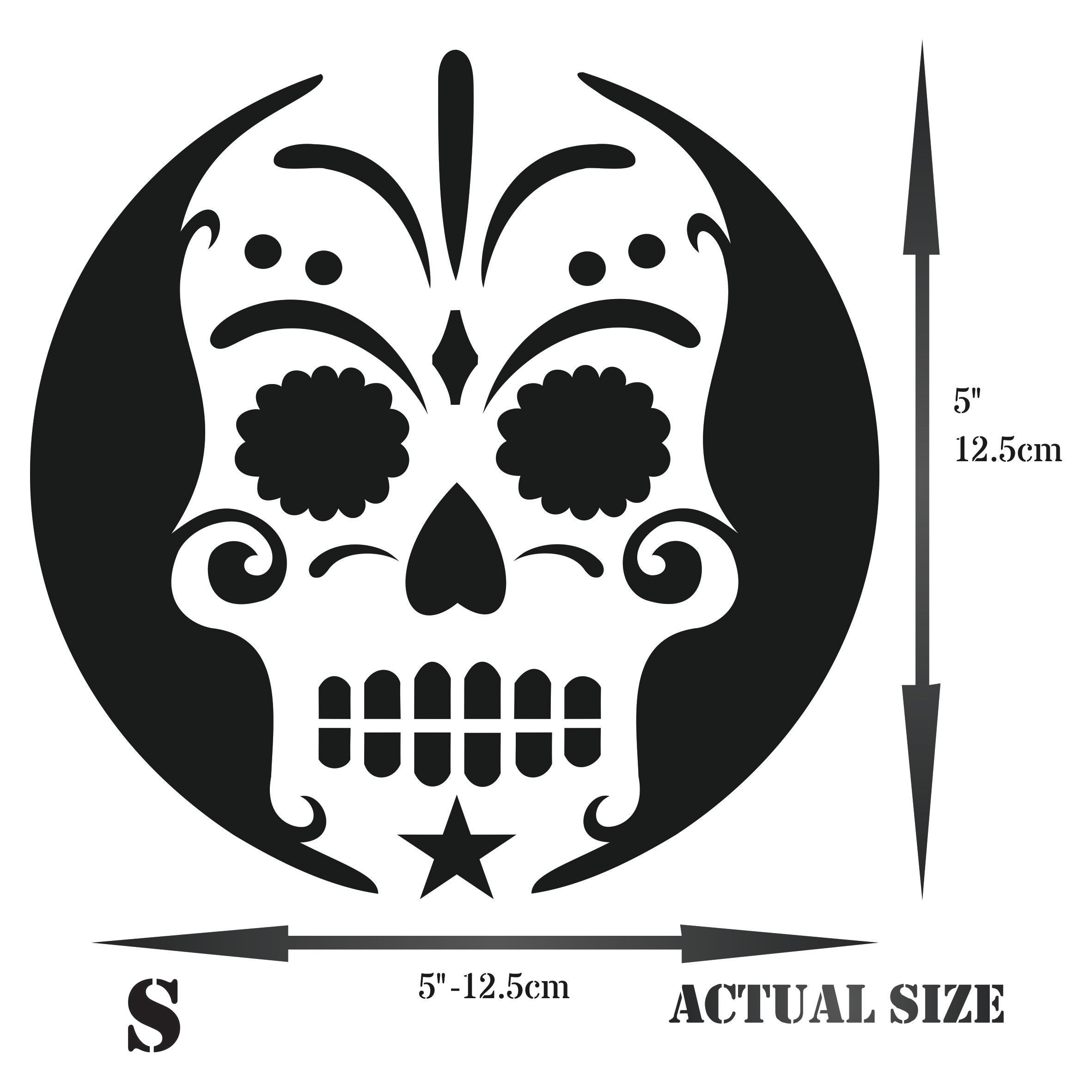 Halloween Sugar Skull Stencil - Scary Day of The Dead Skull Decorative