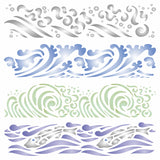 Waves Stencil - Sea Ocean Nautical Seashore Reef Border