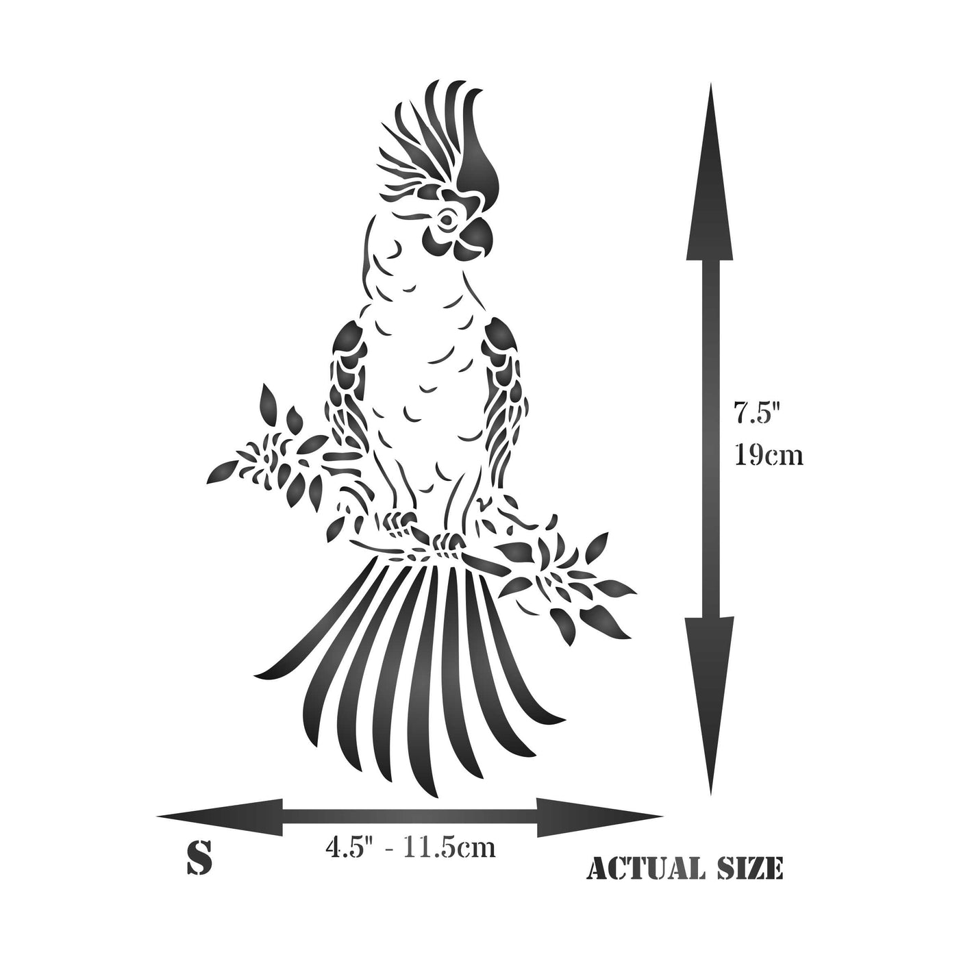 Cockatoo Stencil - Decorative Animal Wildlife Parrot Bird