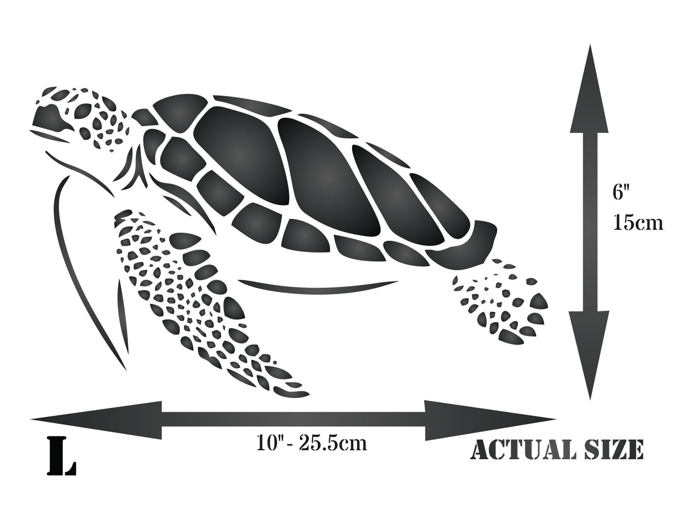 Sea Turtle Stencil - Sea Ocean Nautical Seashore Reef Fish