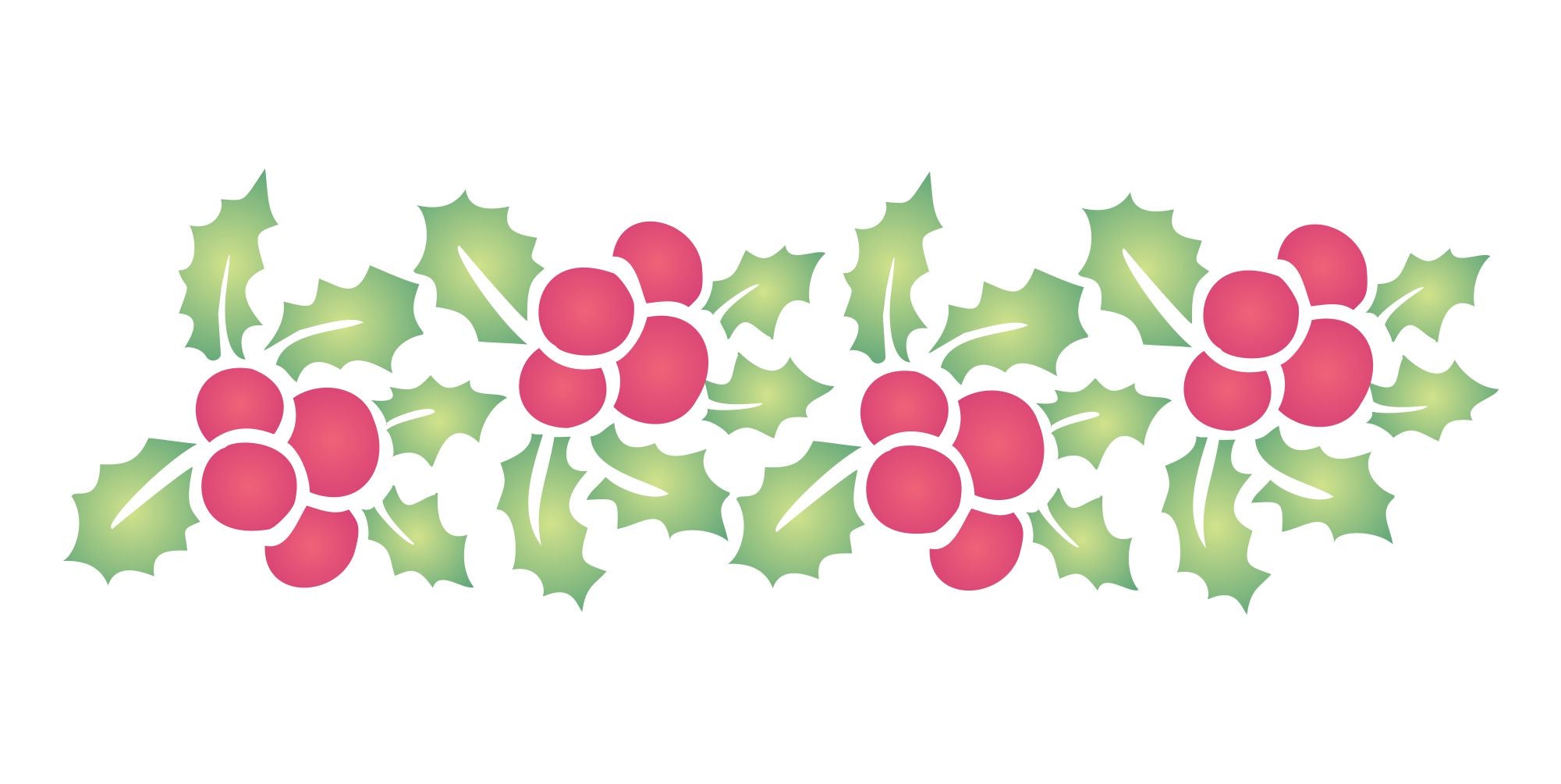 Christmas Holly Stencil- Holly Leaf Berry Border Christmas