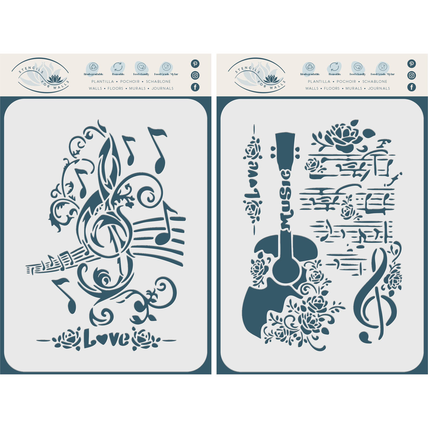 Music Stencil (2pc) - Use Layering to add Texture and Design