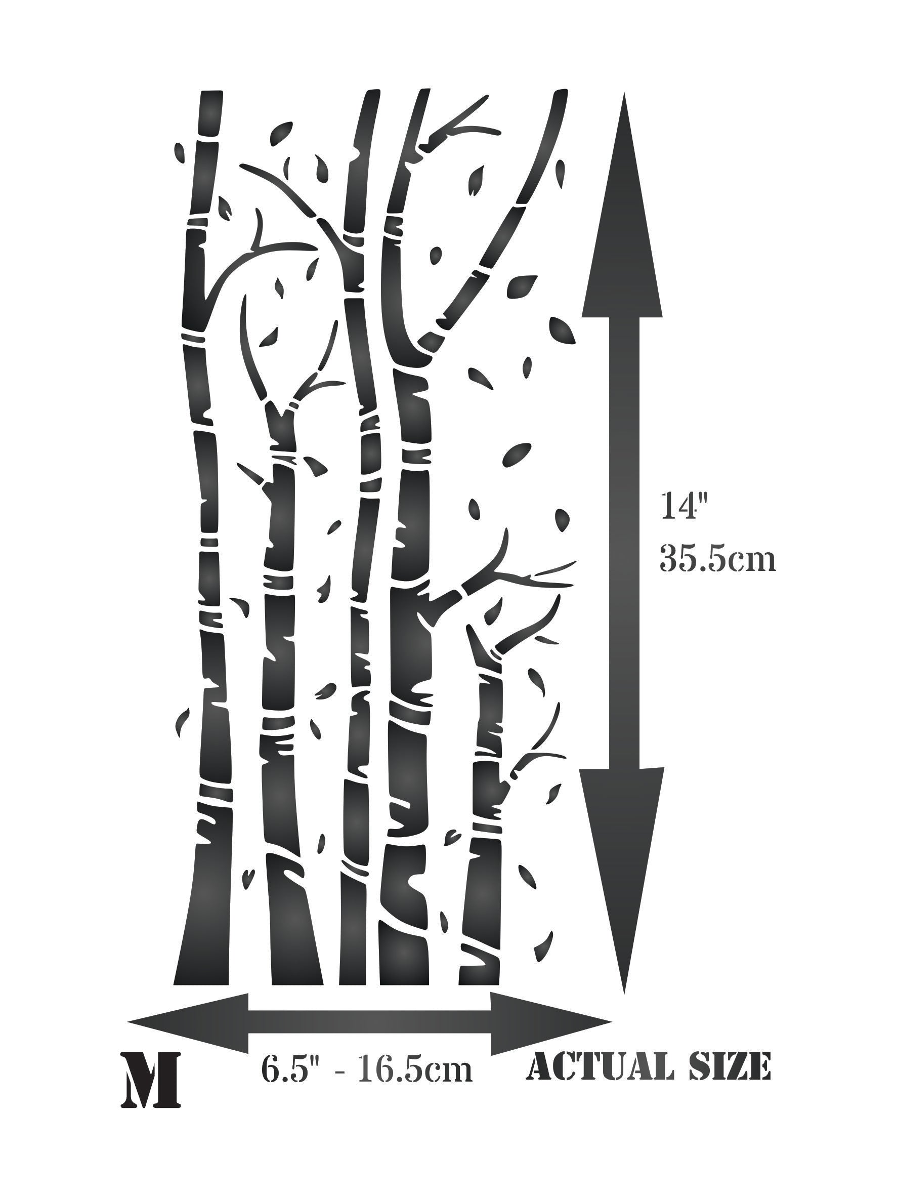 Birch Trees Stencil - Silver White Birch Tree Trunks Forest