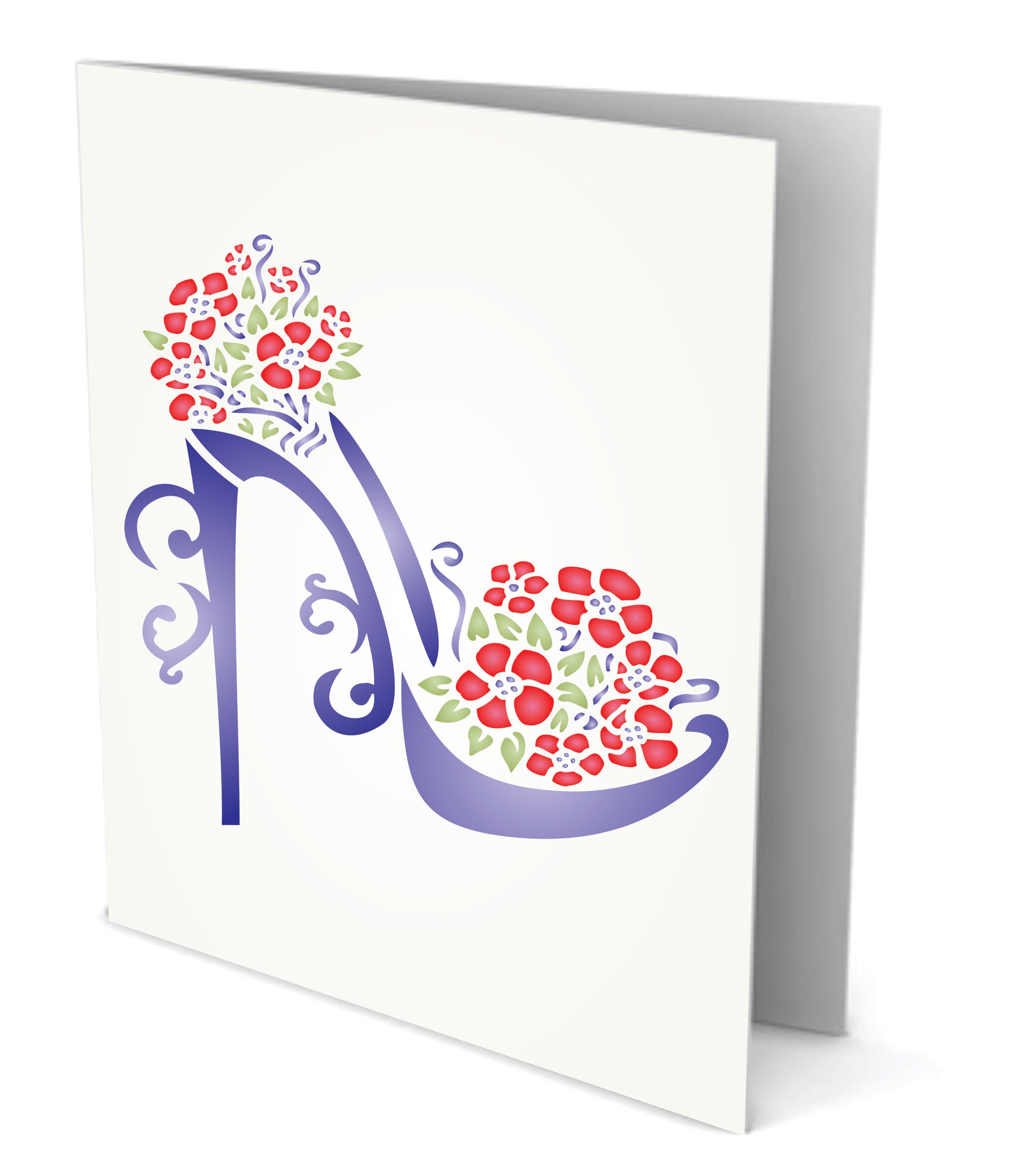High Heel Shoe Stencil - Decorative Flower Filled Stiletto Platform Shoes