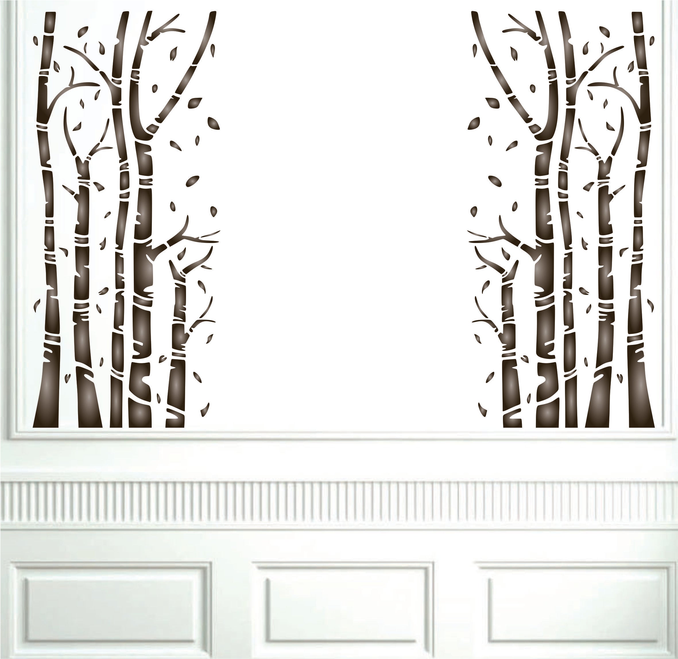 Birch Trees Stencil - Silver White Birch Tree Trunks Forest