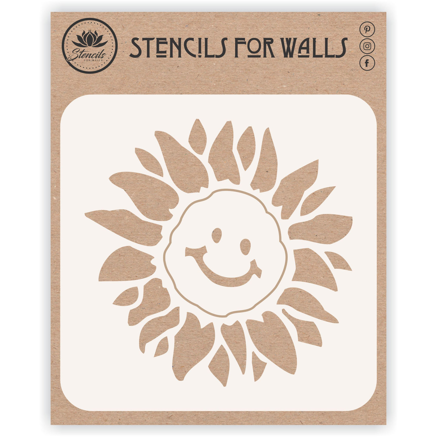 Sunshine Flower Stencil - Large Flower Face Baby Childs Nursery