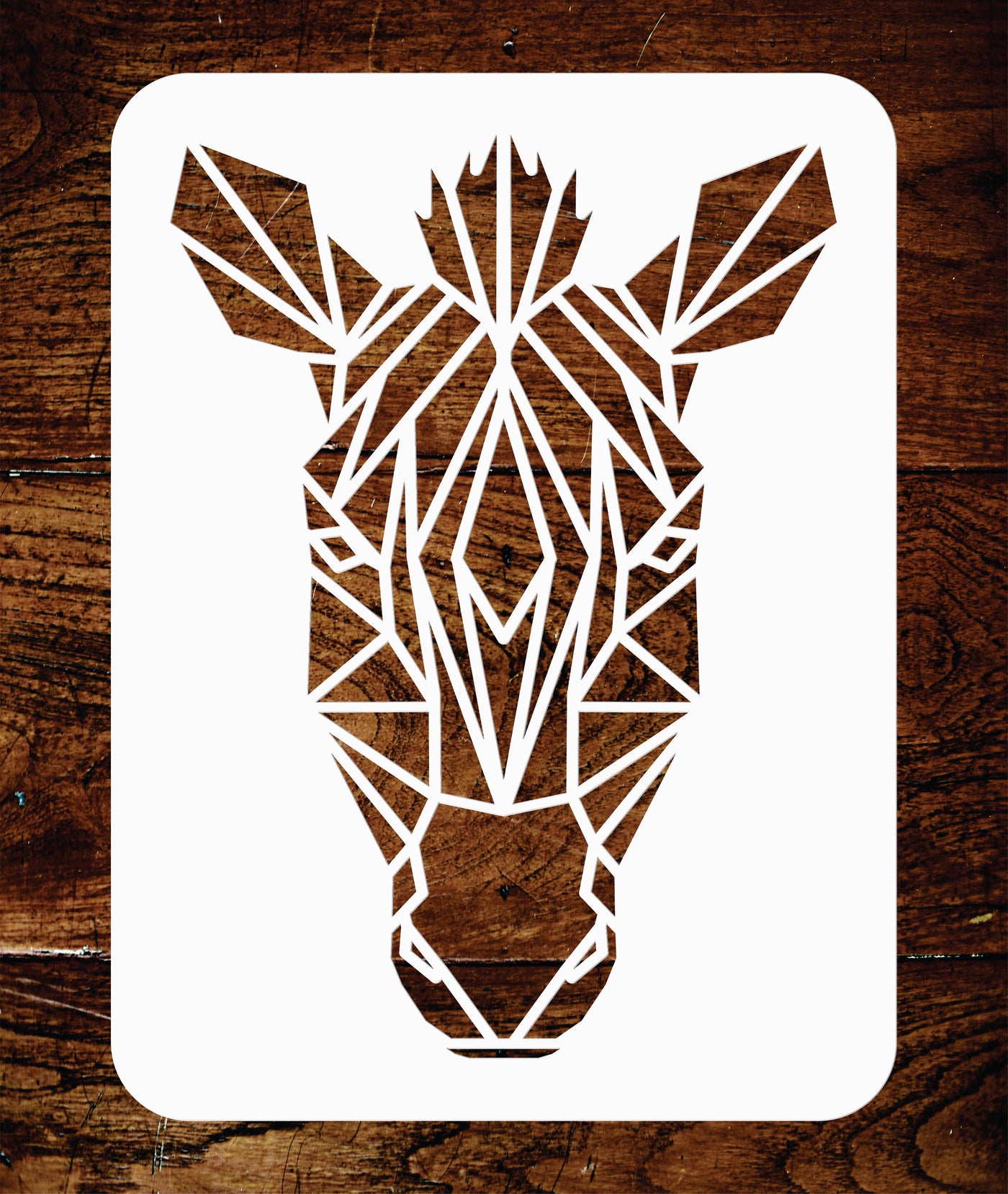 Zebra Stencil - Geometric Decor African Wild Animal Head