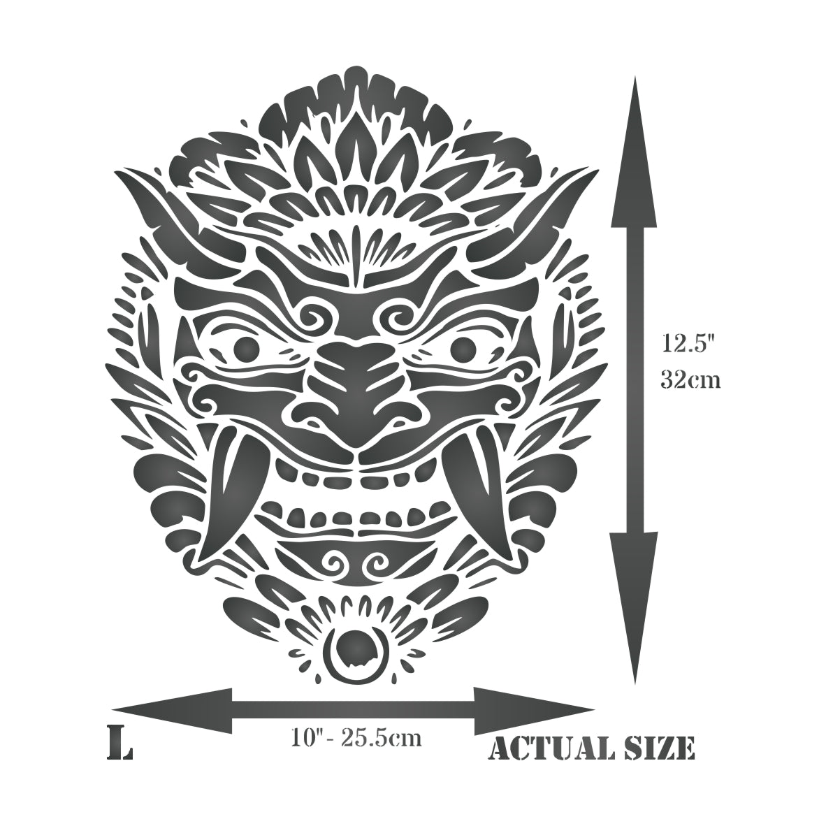 Barong Mask Stencil - Balinese Mythology Panther