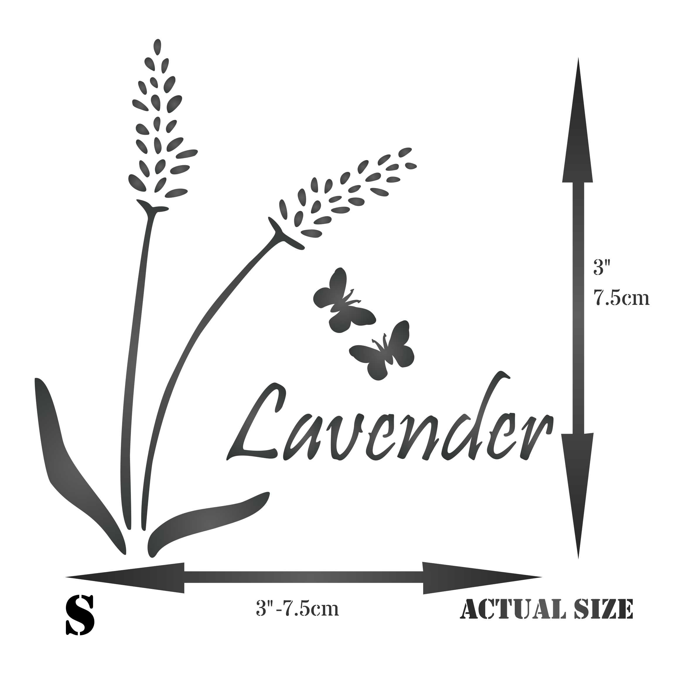 Lavender Stencil - Vintage Floral Flower Herb Word