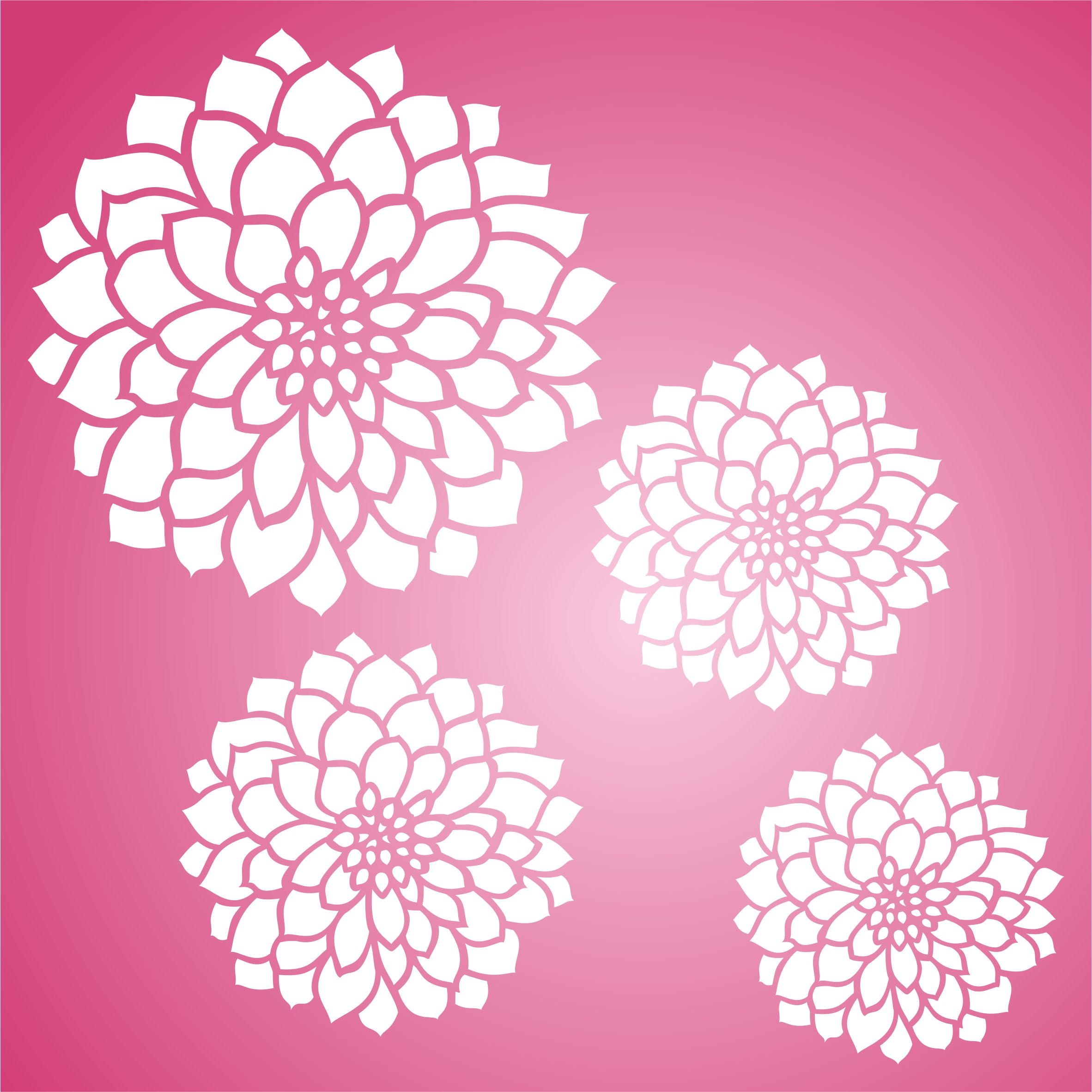 Zinnia Mural Stencil - Flower Floral Mural Art