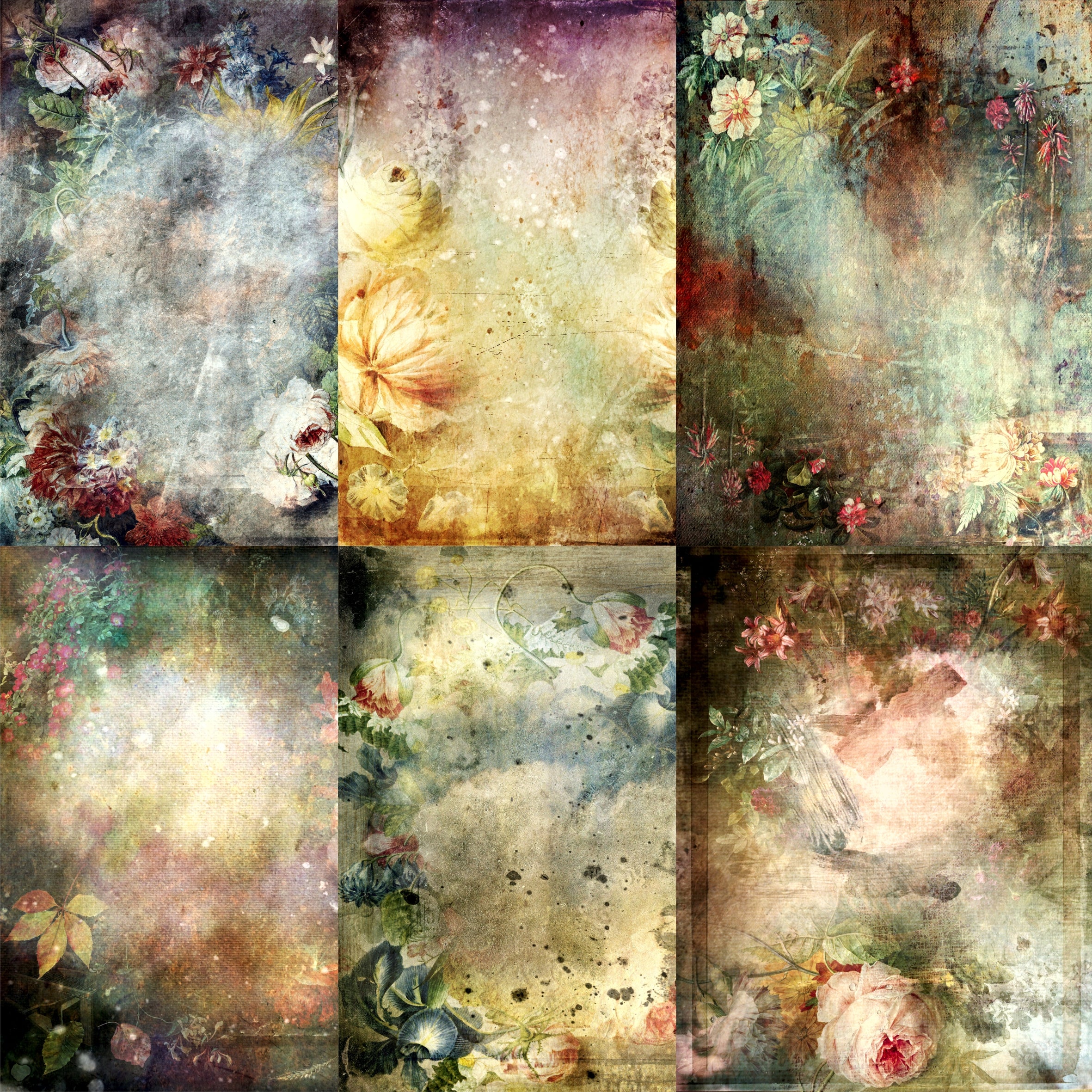 Vintage Theme Rice Paper- 6 x Different Printed Mulberry Paper Images 30gsm