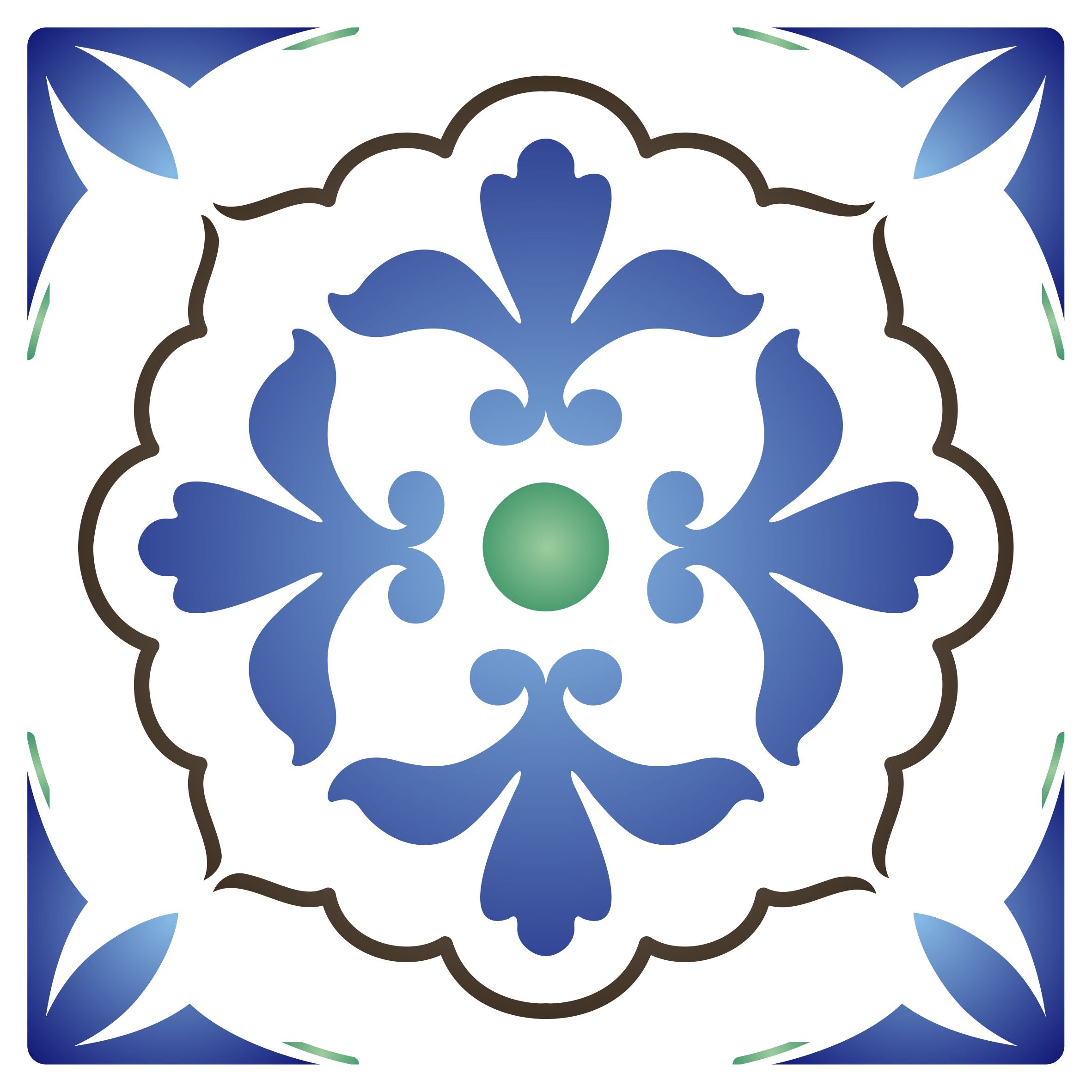 Italian Tile Stencil - Talavera Mexican Moroccan Turkish Tile