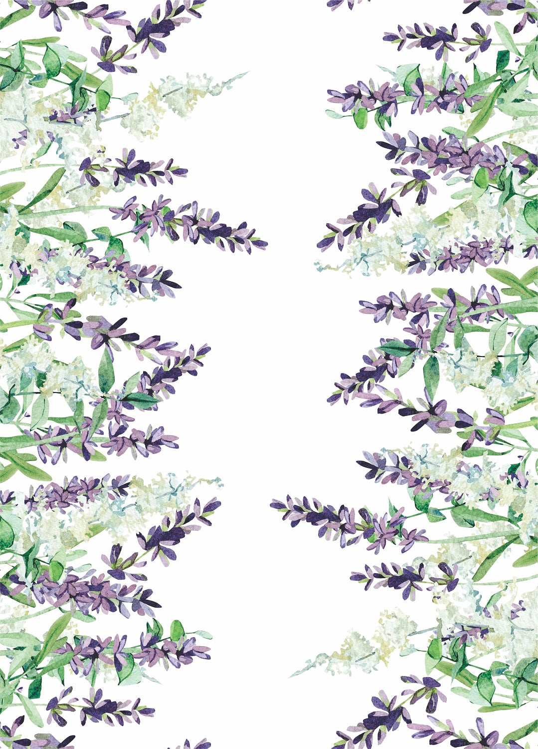 Lavender 2 Border Rice Paper- 3 Sheets Printed Mulberry Paper Border 36gsm