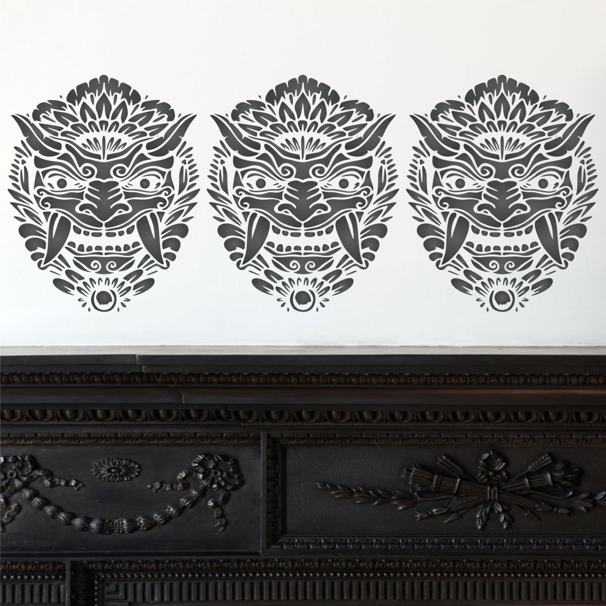 Barong Mask Stencil - Balinese Mythology Panther