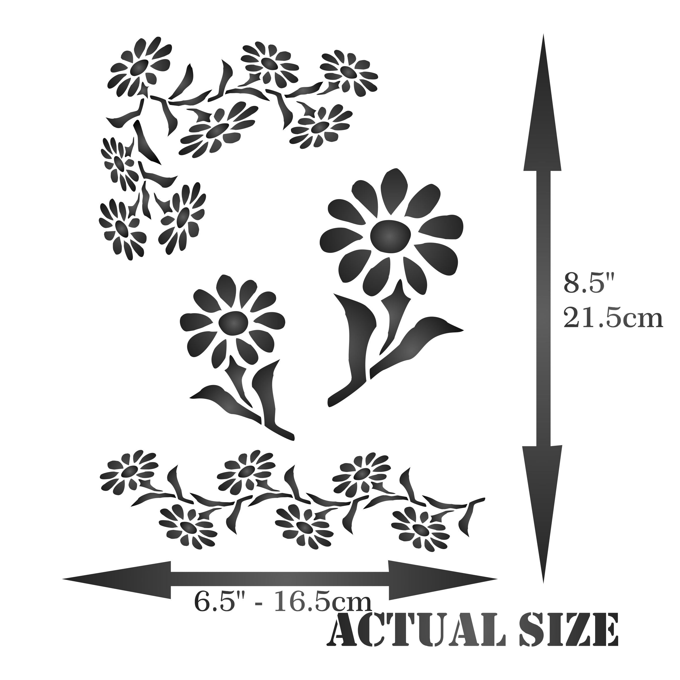 Gerbera Daisy Stencil- Mix Media Layering Classic Flower Designs