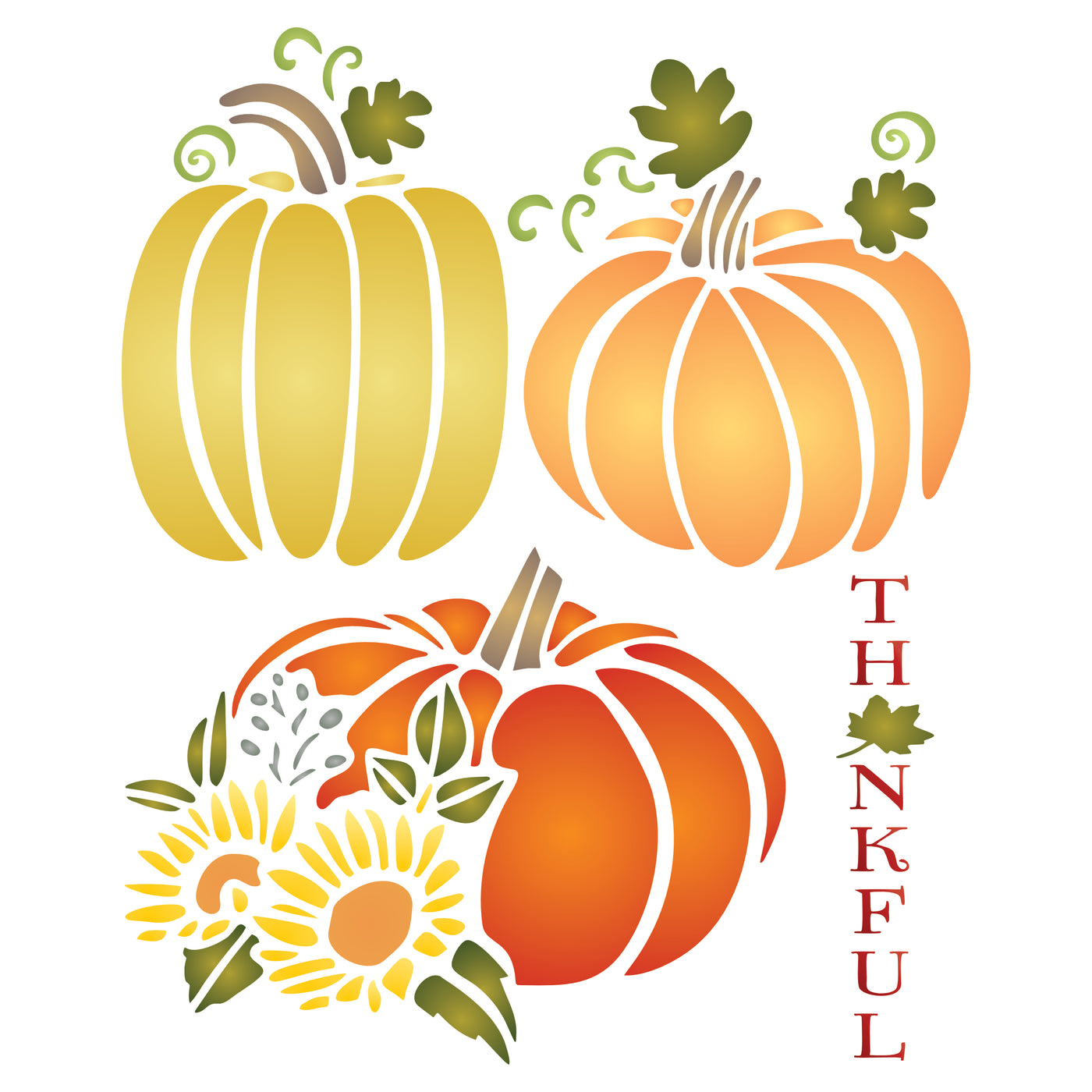 Thanksgiving Pumpkins Stencil - Halloween Decoration Cards Posters