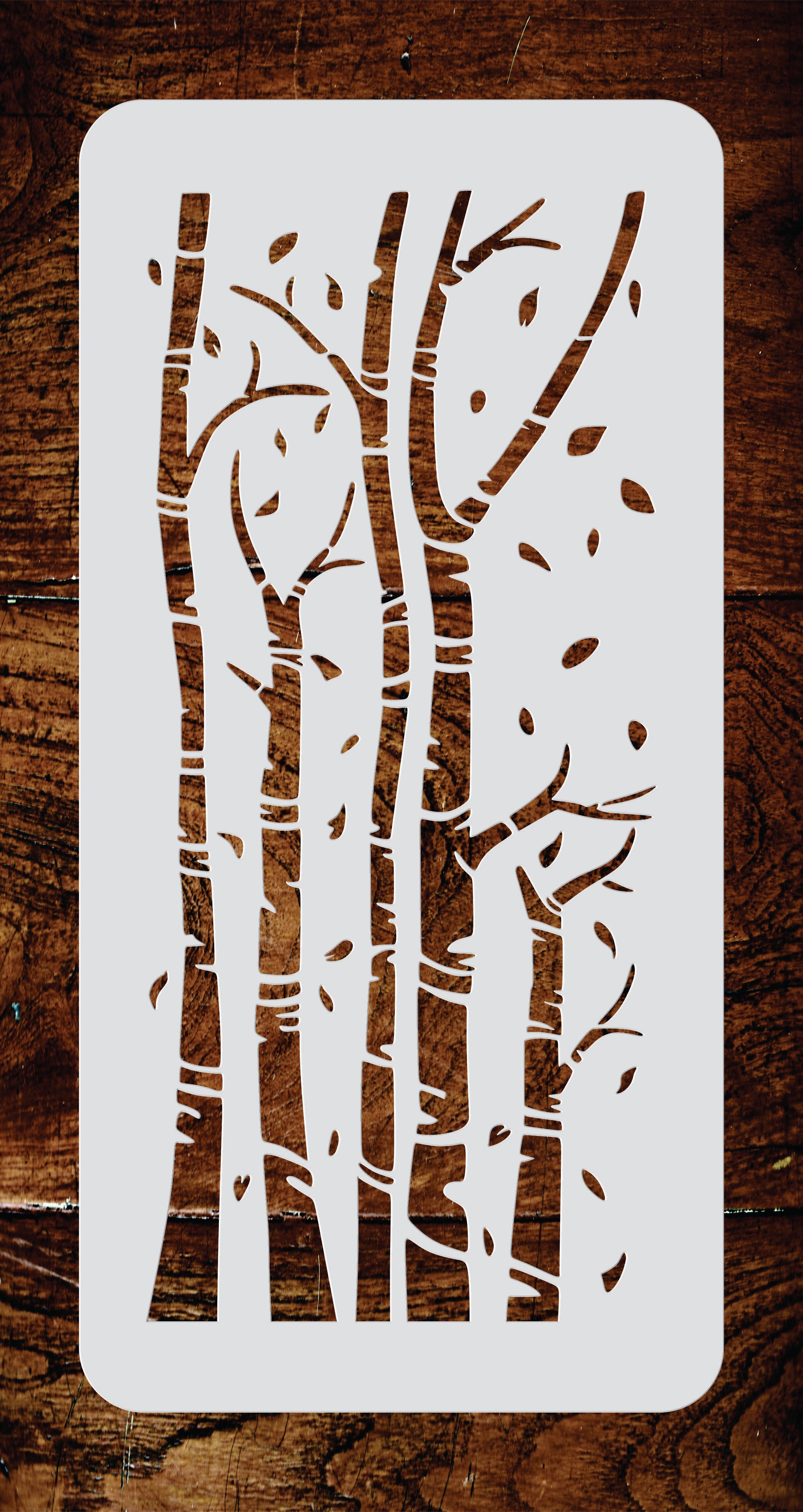 Birch Trees Stencil - Silver White Birch Tree Trunks Forest