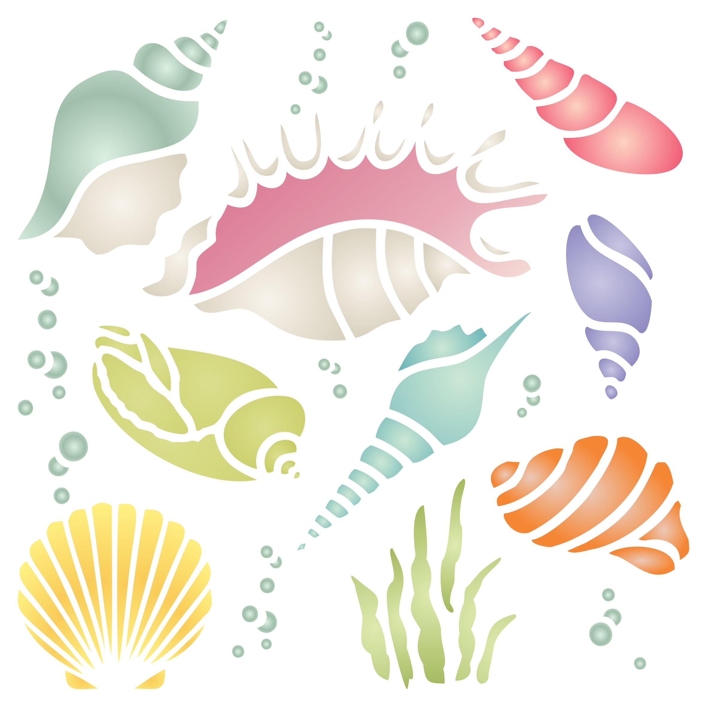 Shells Stencil - Sea Ocean Nautical Seashore Reef